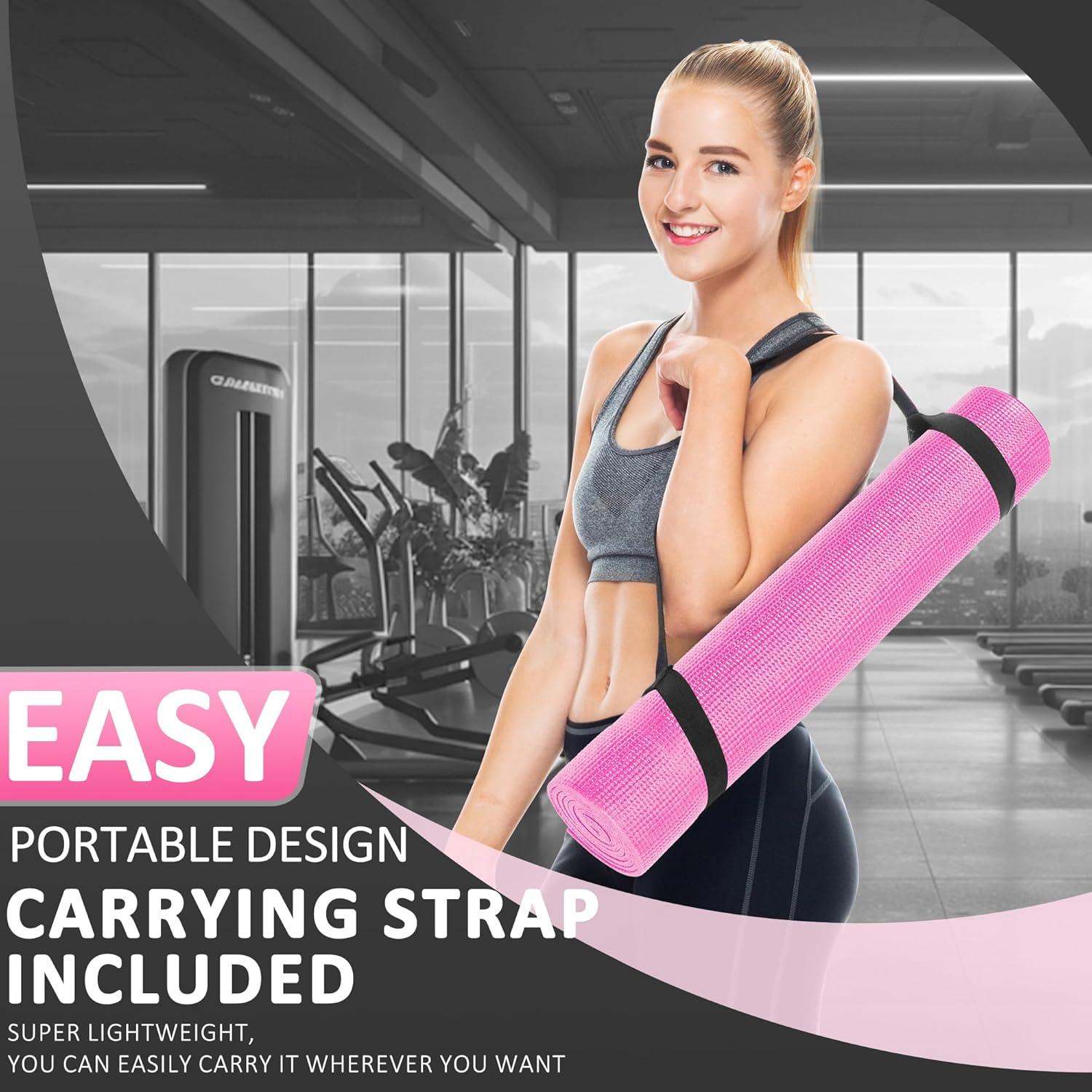 Esteras de Yoga Fitvids Rosa 172.72x60.96cm Antideslizante