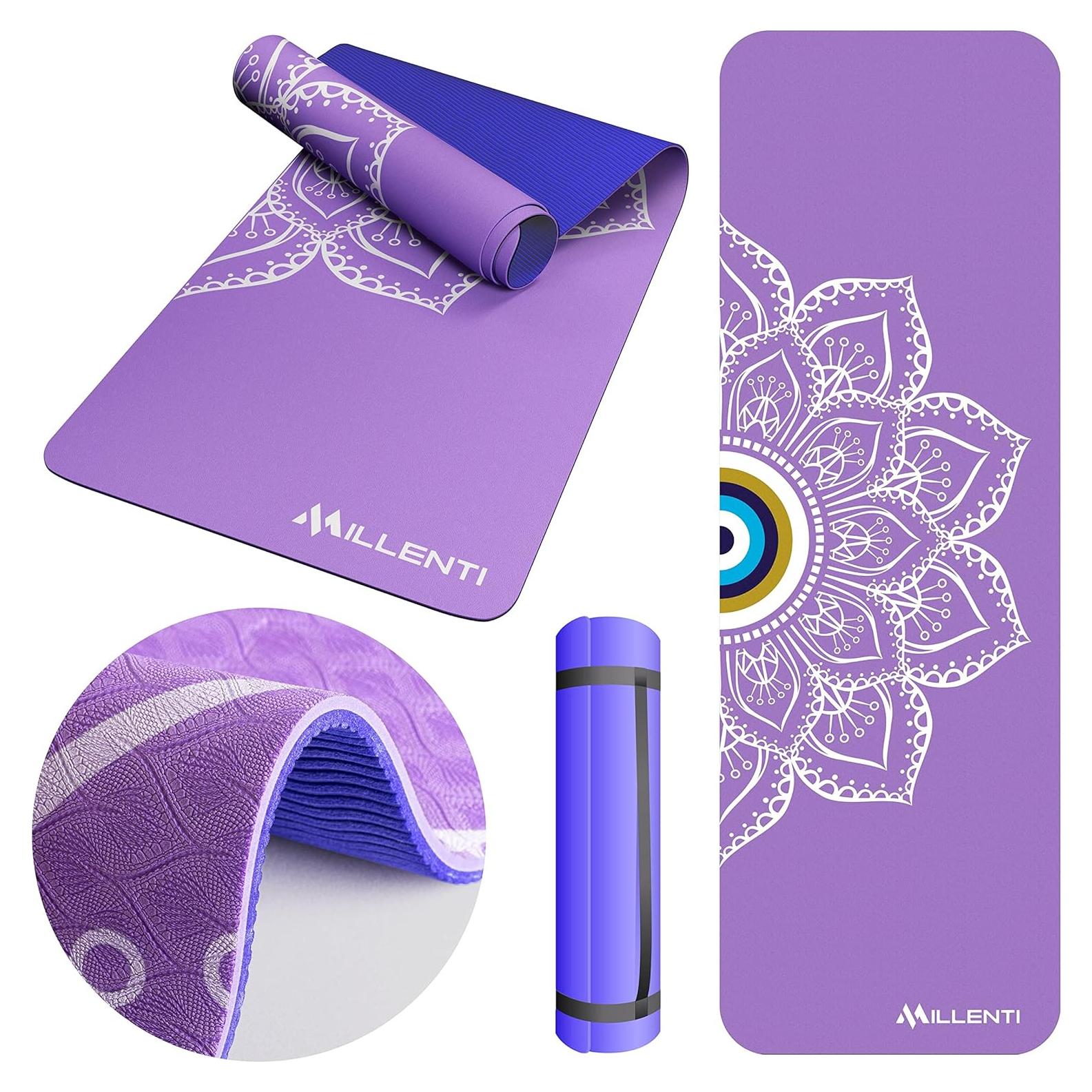 Alfombrilla de Yoga Millenti 6mm Antideslizante TPE Púrpura