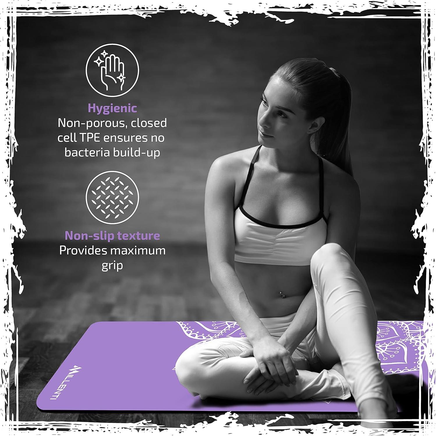 Alfombrilla de Yoga Millenti 6mm Antideslizante TPE Púrpura