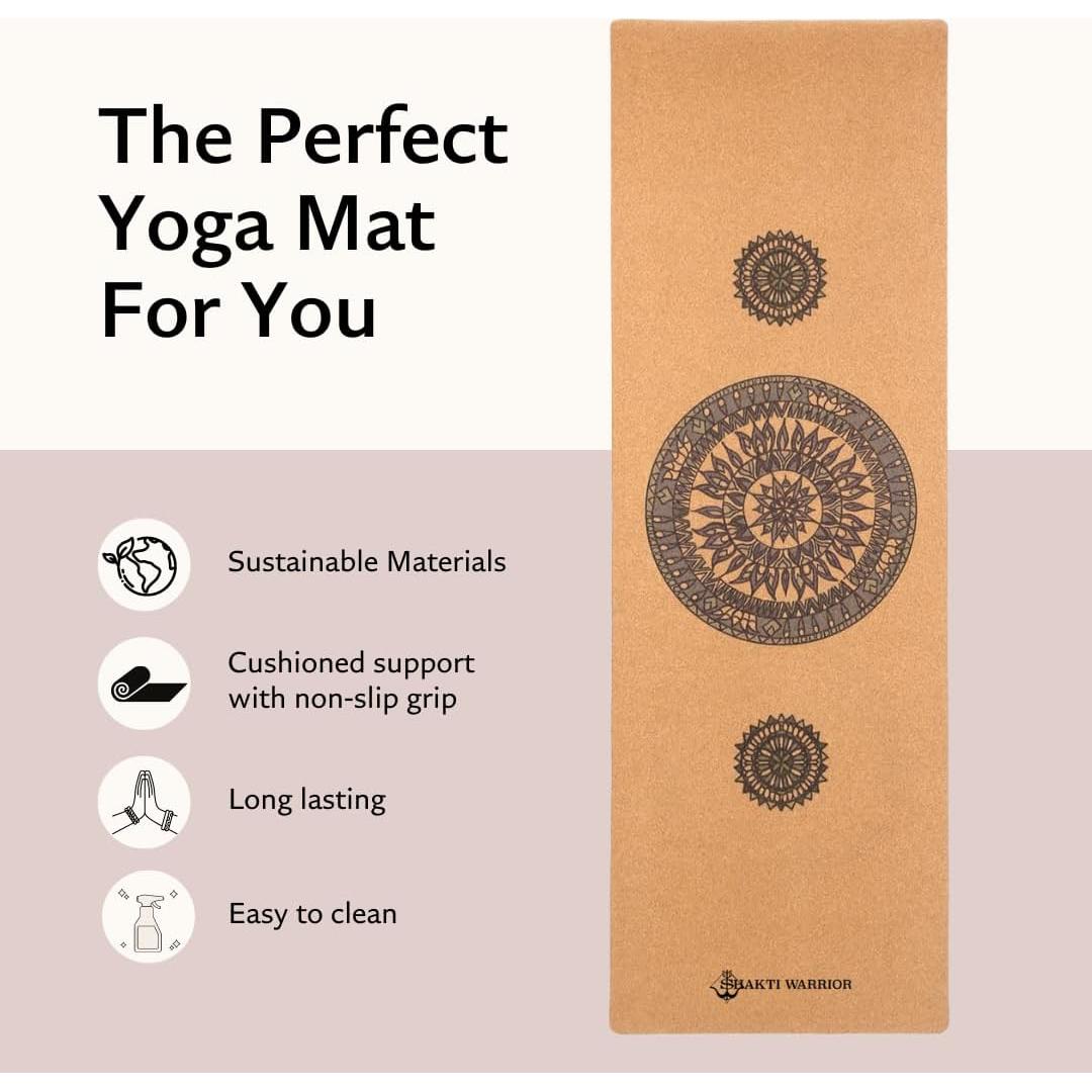 Alfombrilla de Yoga de Corcho Shakti Warrior Mandala 183x61cm
