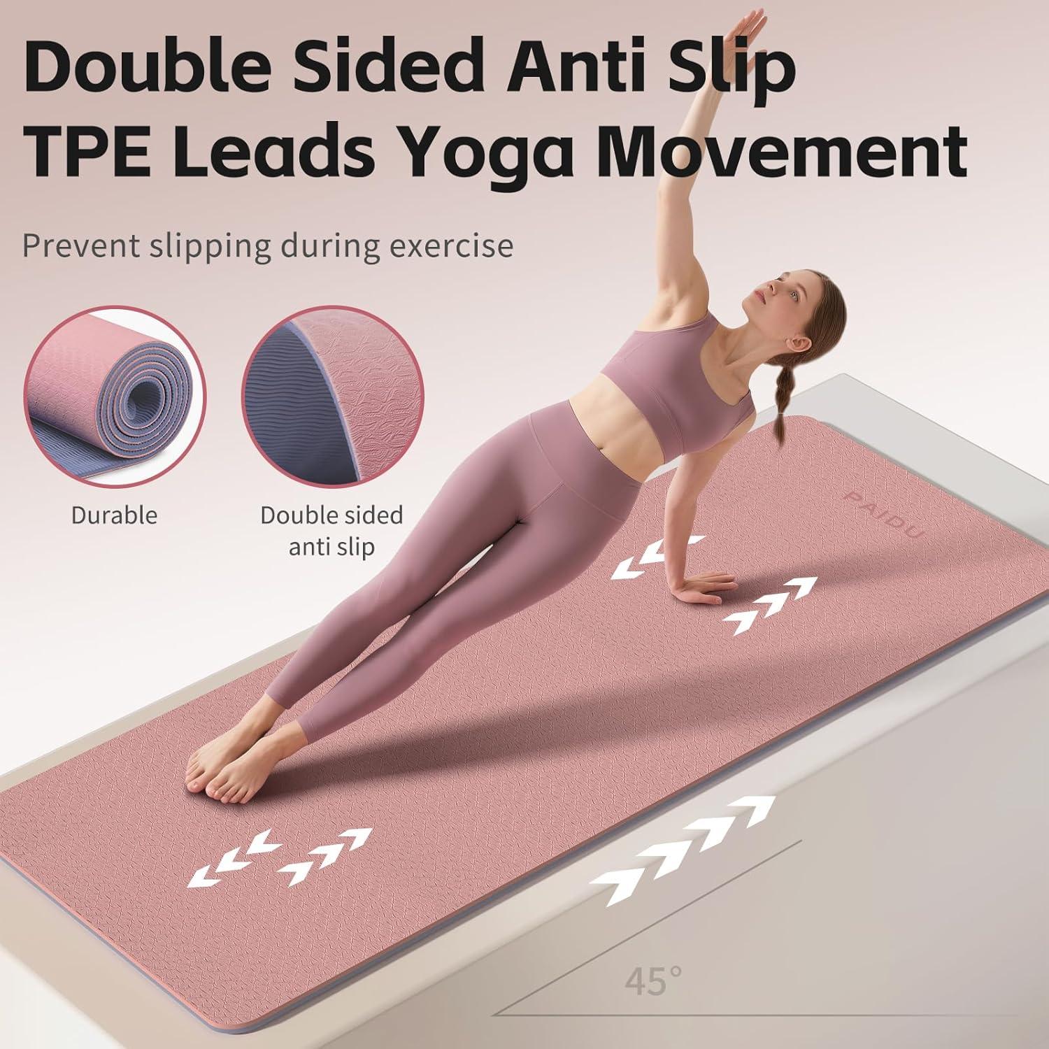 Alfombrilla de Yoga PAIDU 183x61cm 8mm Antideslizante TPE