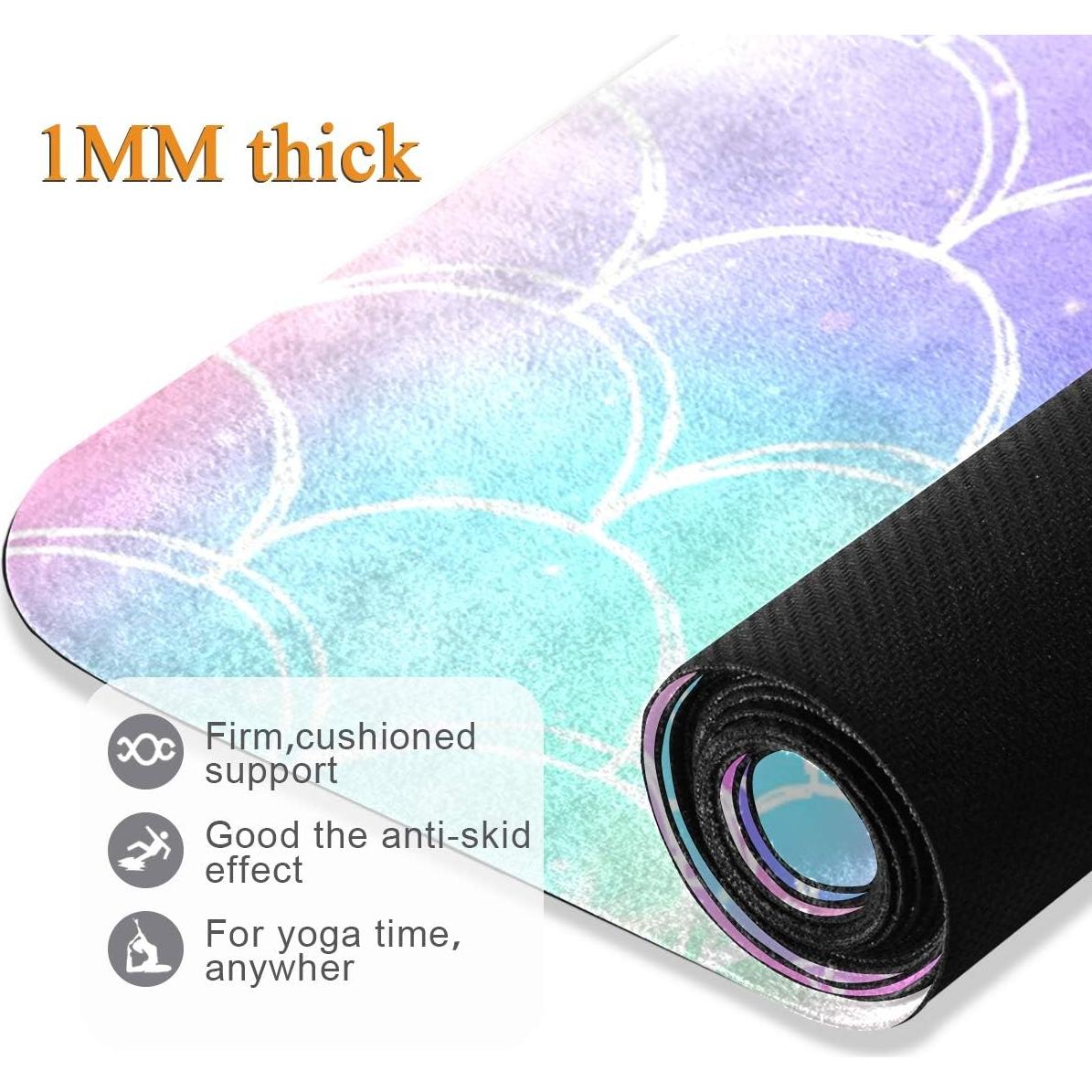 Tapete de Yoga Antideslizante ZOEO Sirena Arcoíris 180x66 cm