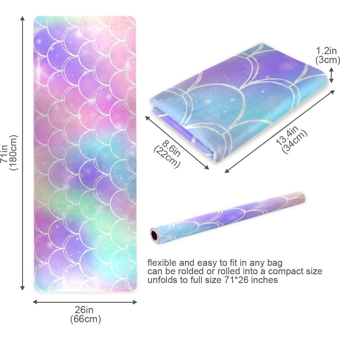 Tapete de Yoga Antideslizante ZOEO Sirena Arcoíris 180x66 cm
