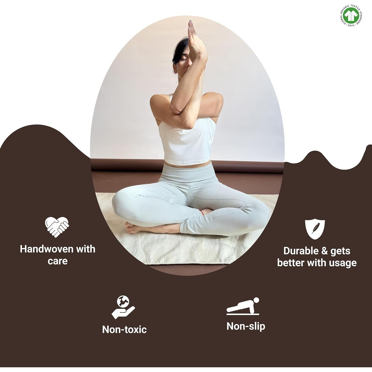 Esterilla de Yoga Tharie Algodón Orgánico 196x70 cm Antideslizante