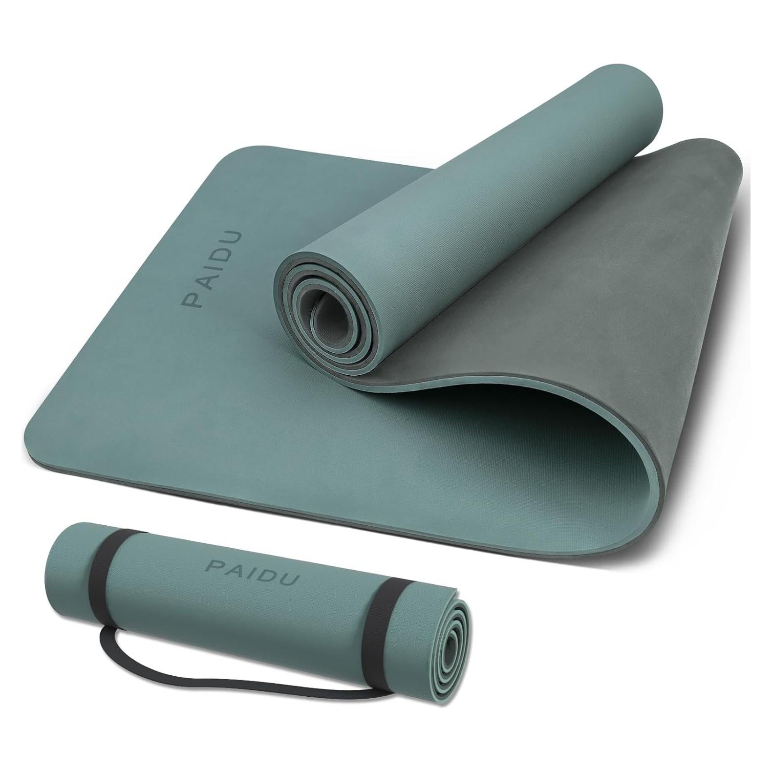 Alfombrilla de Yoga Antideslizante PAIDU 10mm Verde y Gris