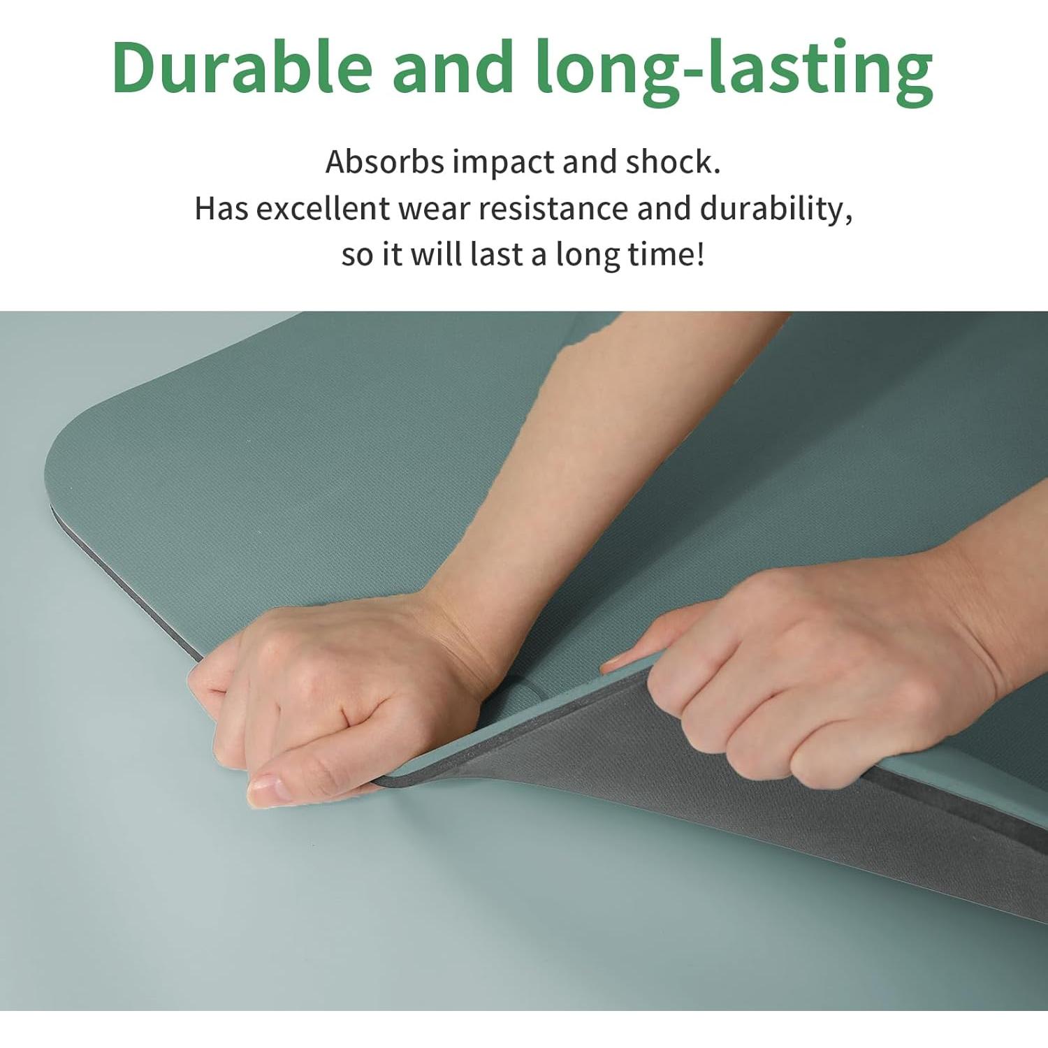 Alfombrilla de Yoga Antideslizante PAIDU 10mm Verde y Gris