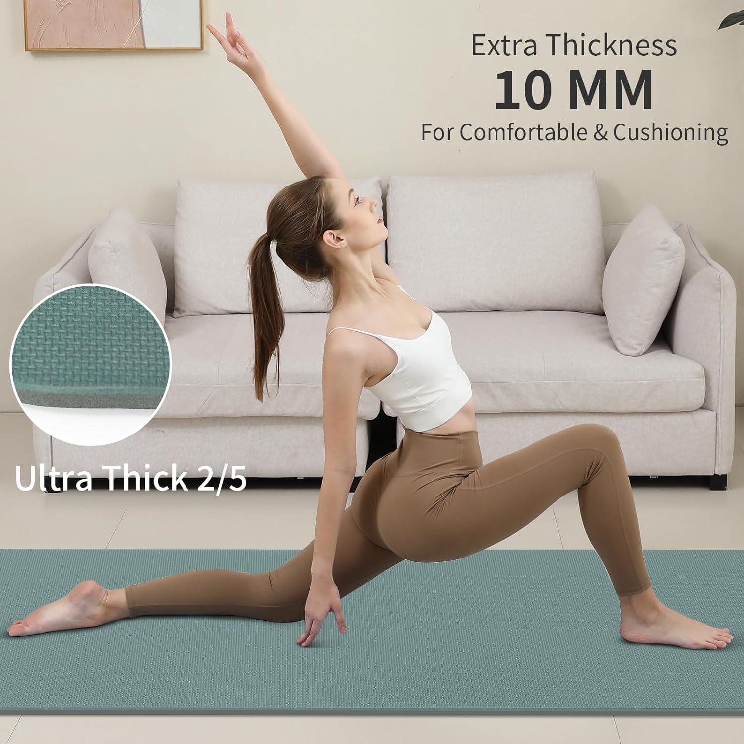 Alfombrilla de Yoga Antideslizante PAIDU 10mm Verde y Gris