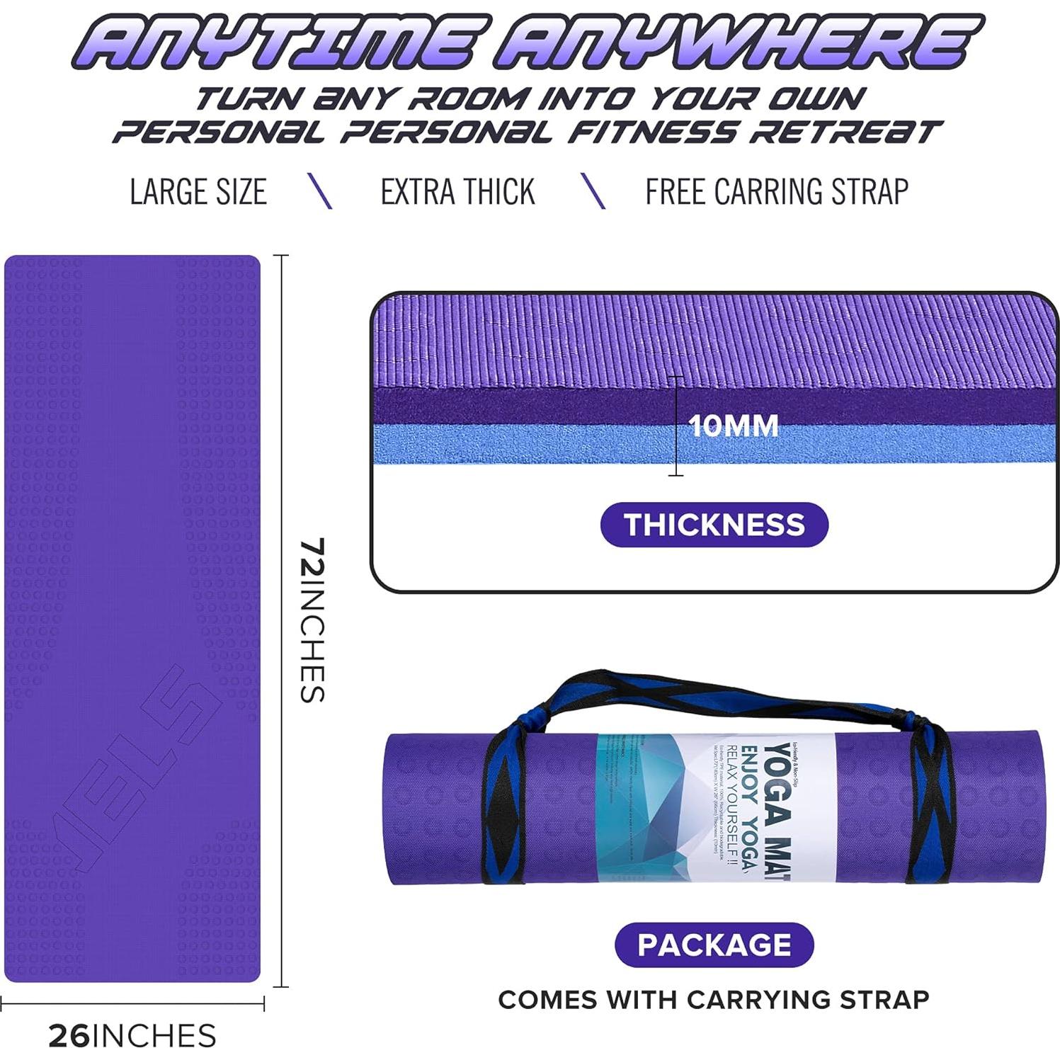 Esterilla de Yoga Extra Gruesa JELS 10MM Antideslizante TPE