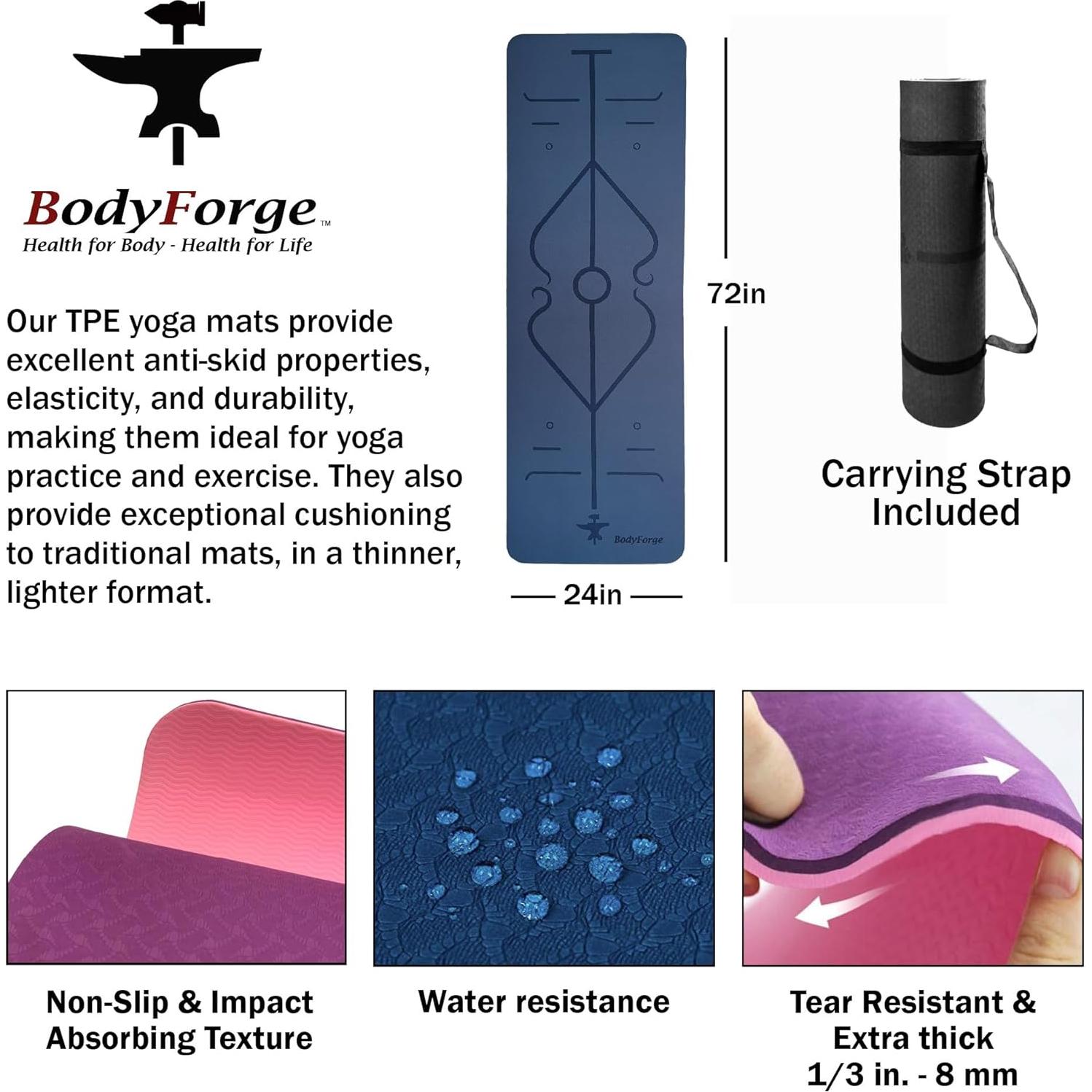 Esterilla de Yoga BodyForge 8mm TPE Ecológica Antideslizante