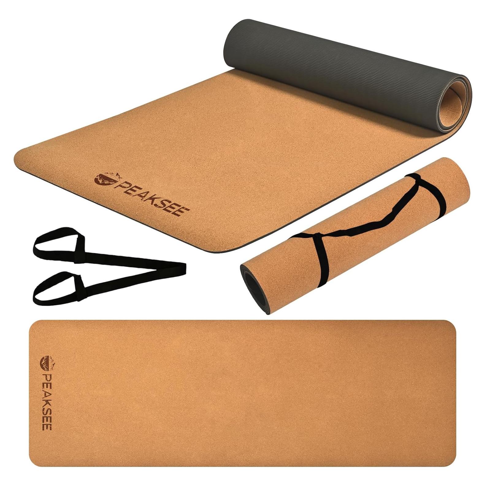 Alfombrilla de Yoga de Corcho Peaksee Antideslizante 182x61cm