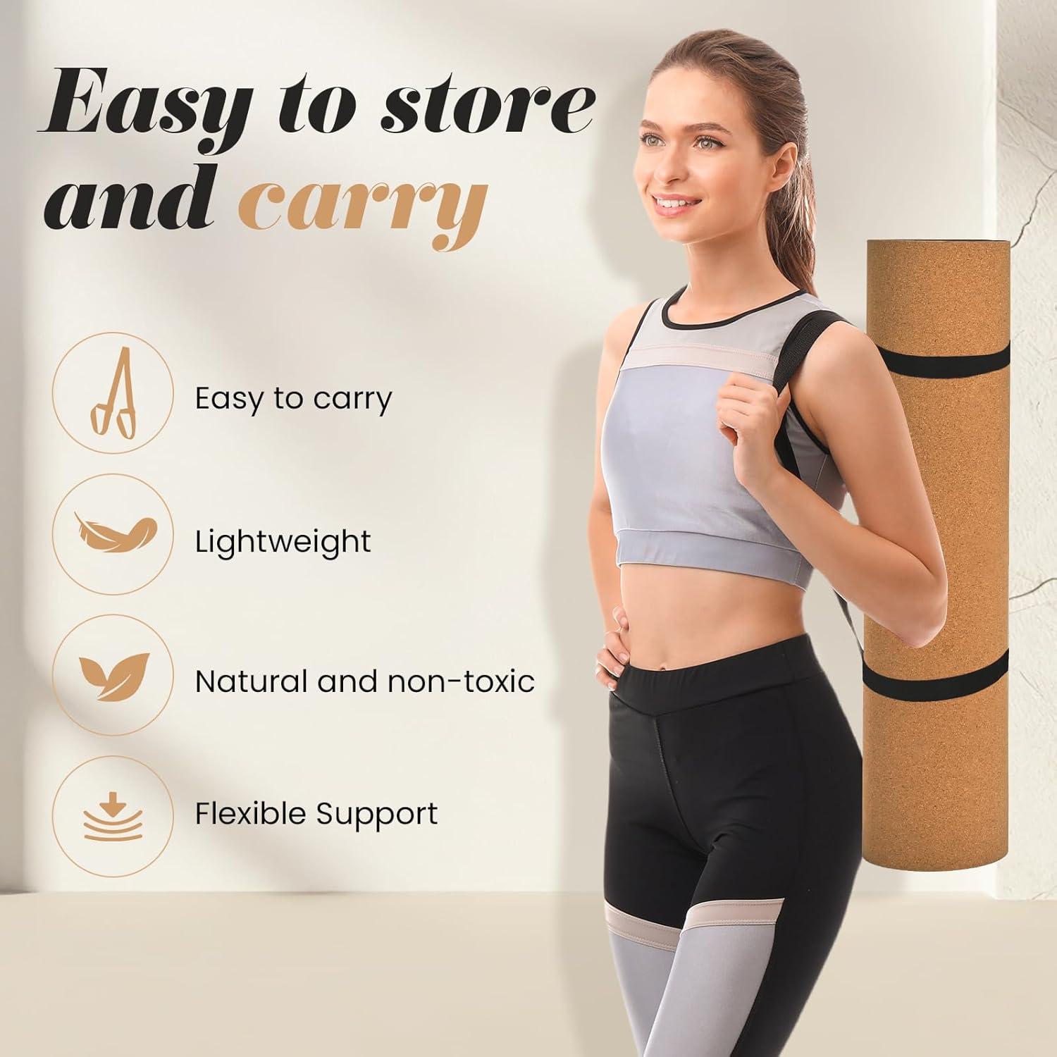 Alfombrilla de Yoga de Corcho Peaksee Antideslizante 182x61cm