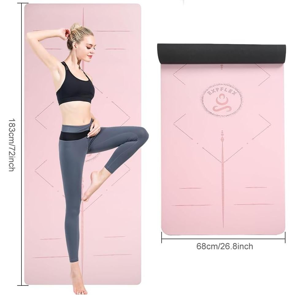 Esterilla de Yoga Antideslizante EXPFLEX 68 cm Rosa Suave 5mm