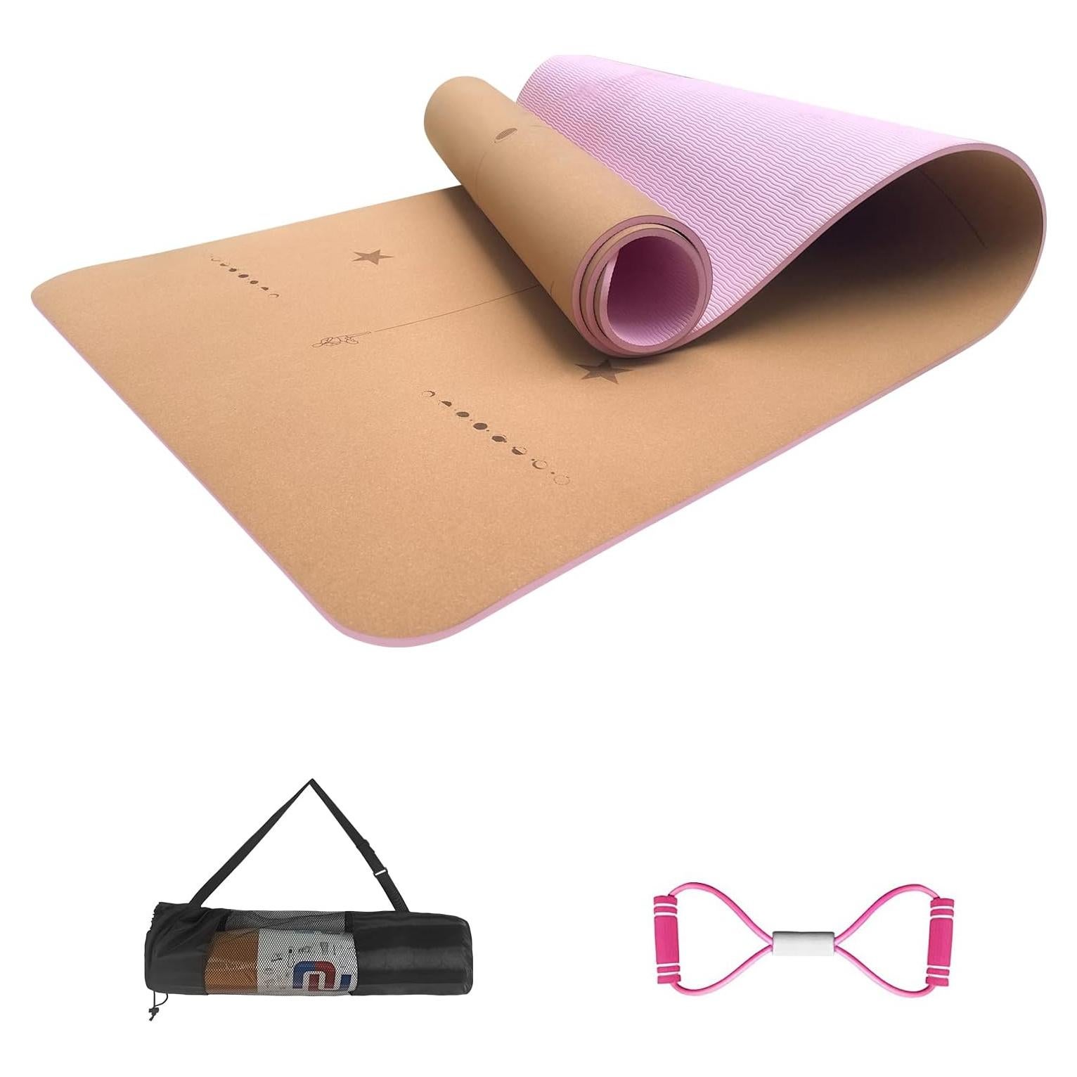 Alfombrilla de Yoga NUNET de Corcho Rosa 6mm Antideslizante