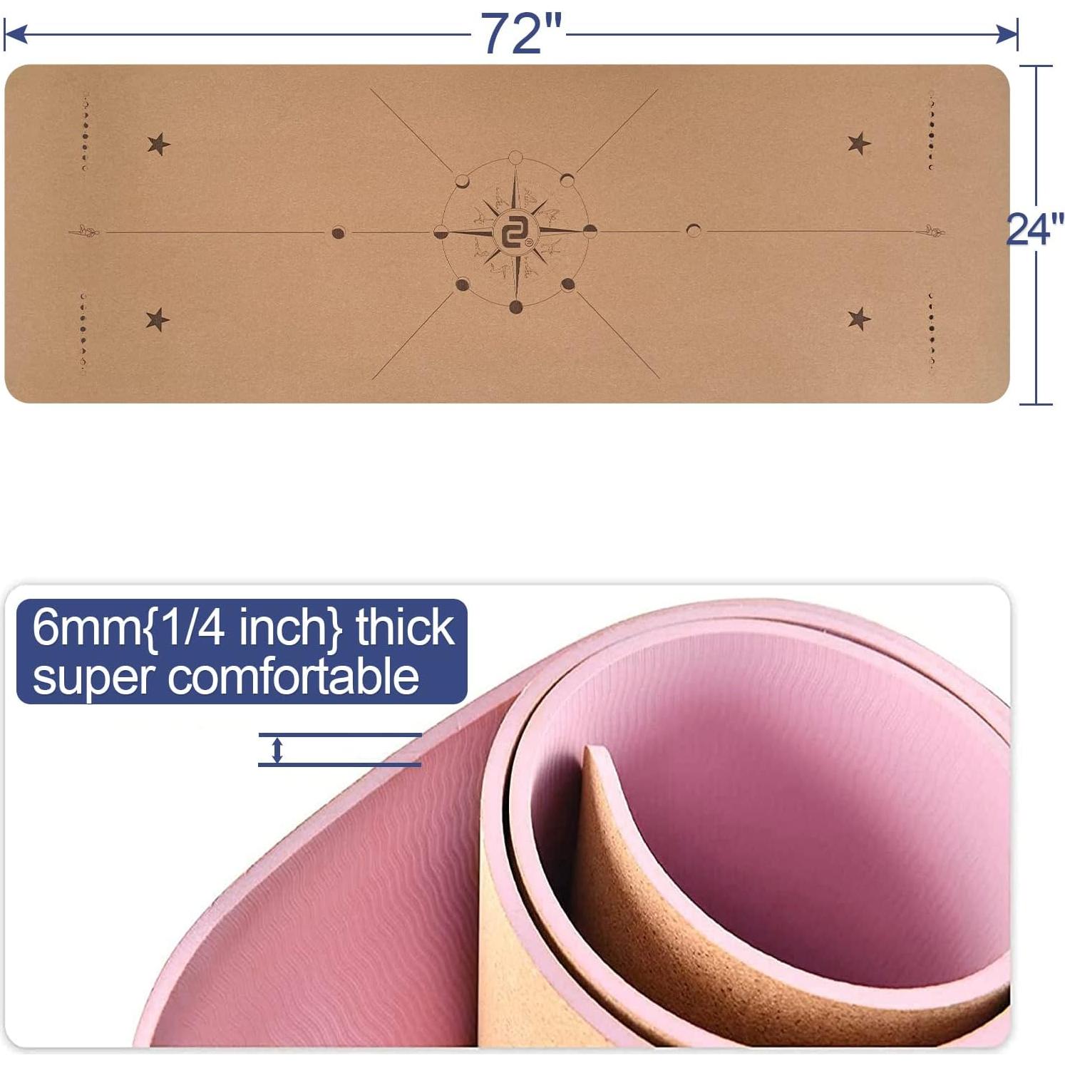 Alfombrilla de Yoga NUNET de Corcho Rosa 6mm Antideslizante