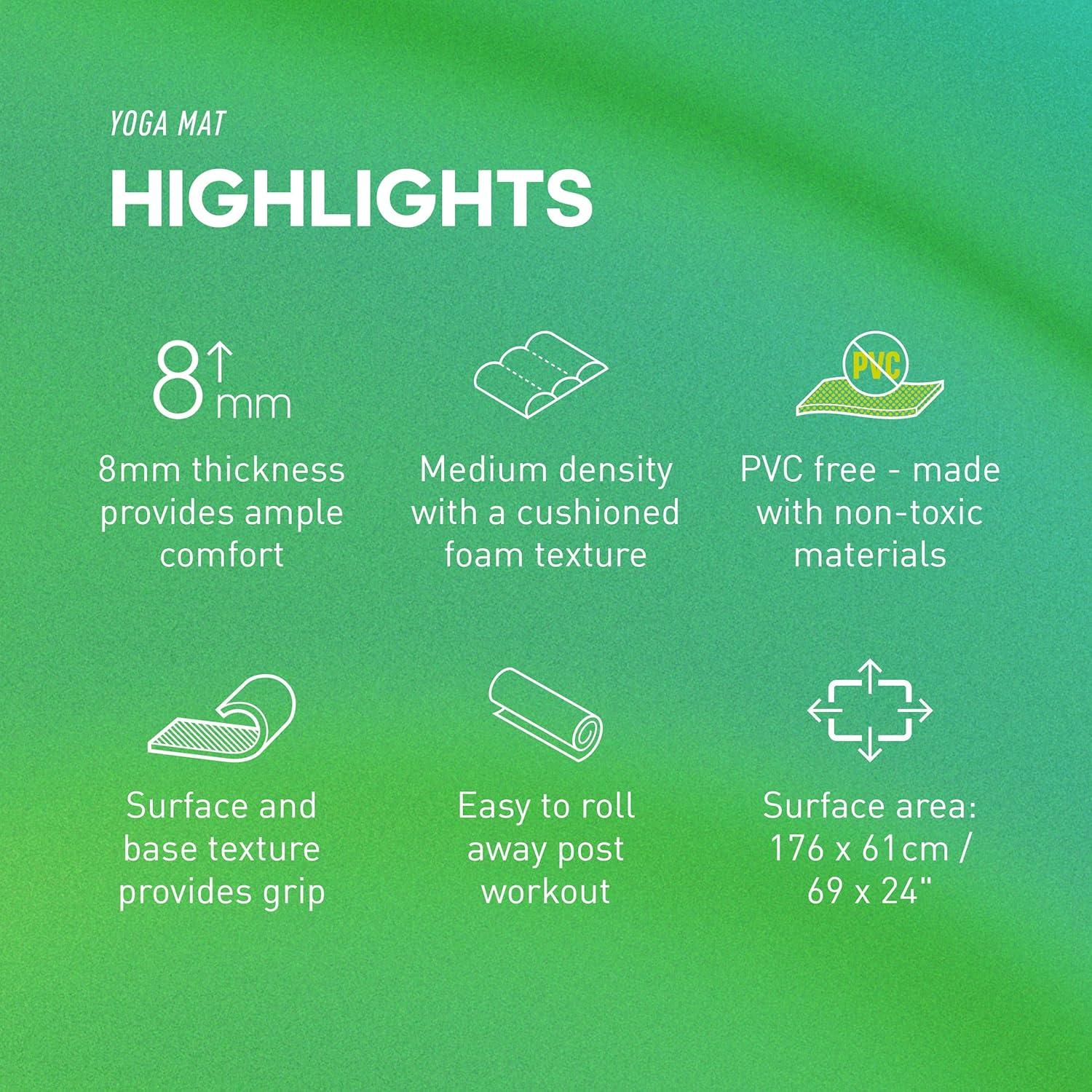 Mat de Yoga Adidas 8mm Verde Crudo Ecológico Antideslizante