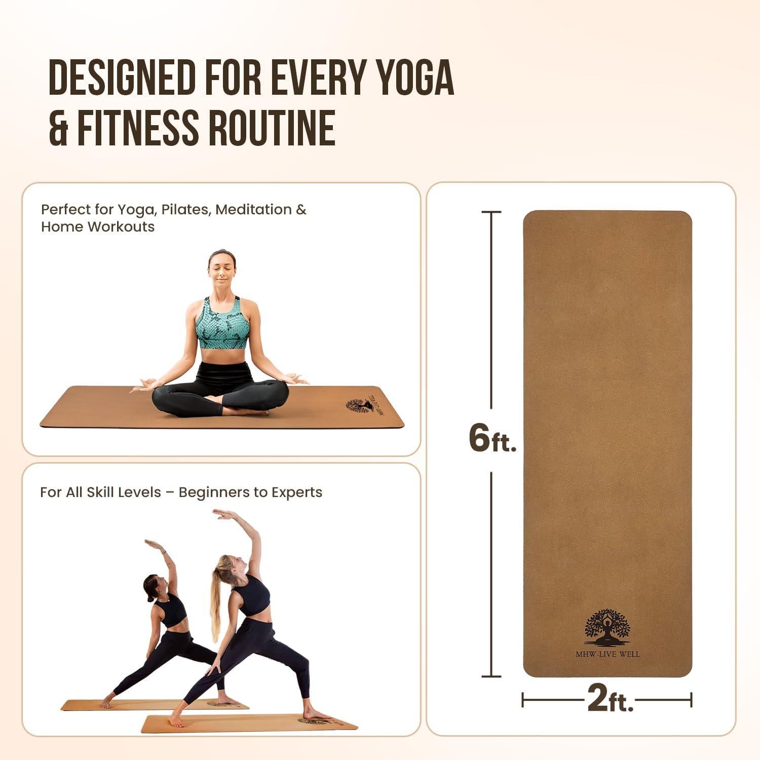 Alfombrilla de Yoga Gruesa Antideslizante MHW - VIVE BIEN 182x61cm