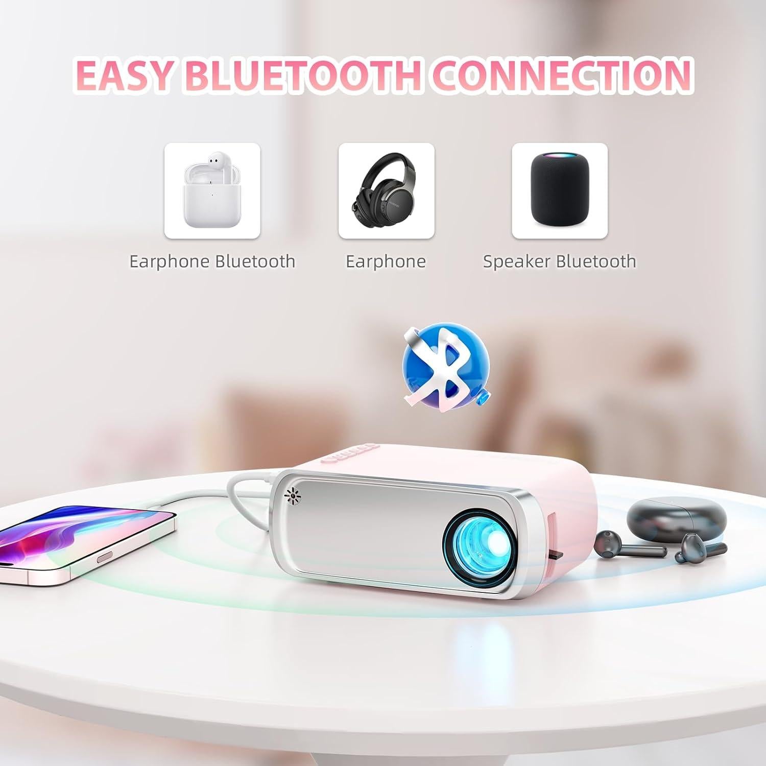 Mini Proyector Portátil Ksbaby VF270 Rosa Claro HDMI USB