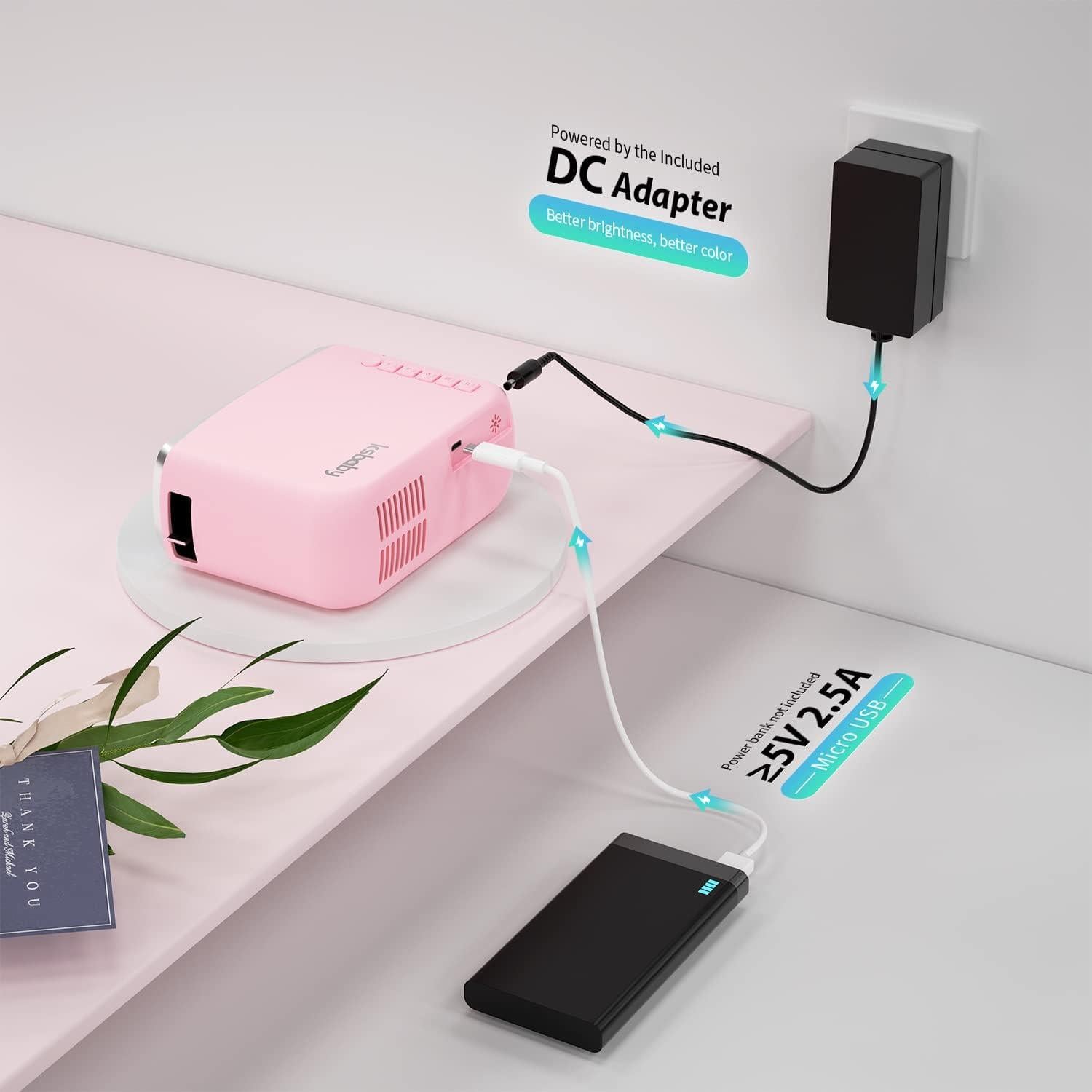 Mini Proyector Portátil Ksbaby VF270 Rosa Claro HDMI USB