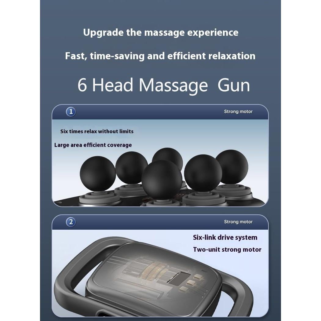 Pistola de Masaje SPLAKER 6 Cabezas 9 Modos 9 Niveles Alivio Muscular