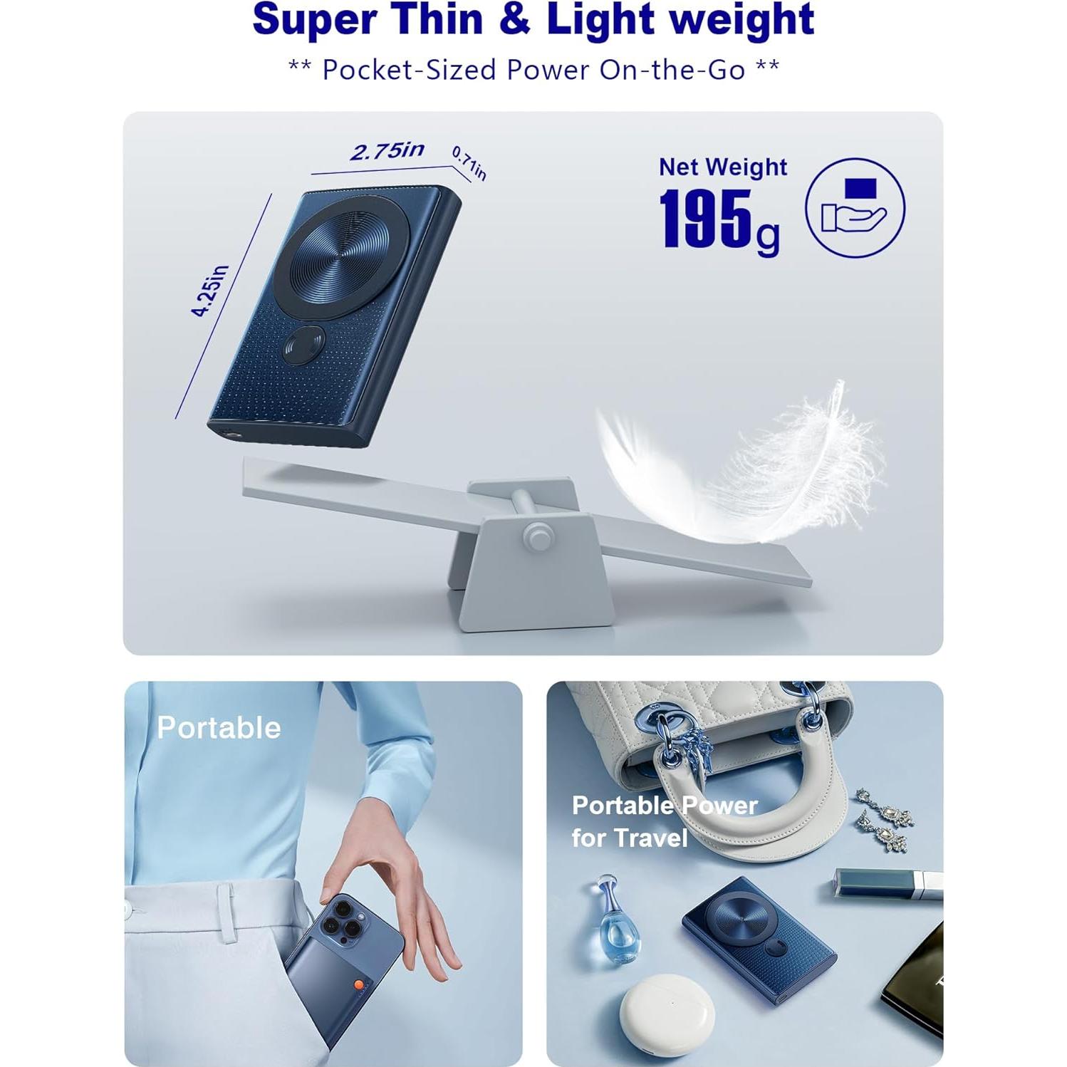 Cargador Portátil Inalámbrico Kesguar 10000mAh 22.5W MagSafe