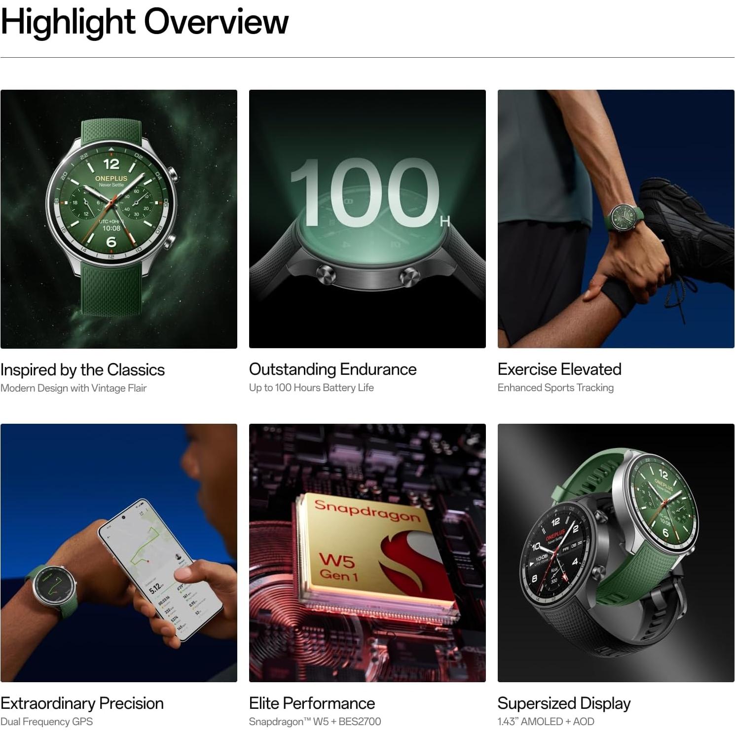 Reloj Inteligente OnePlus Watch 2R, 32GB, Verde Bosque, GPS