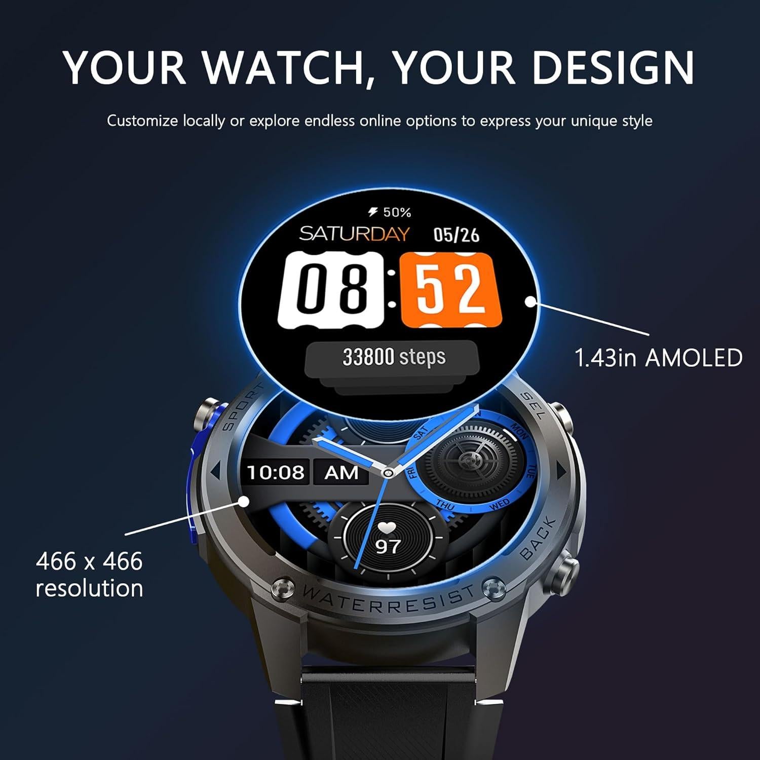 Reloj Inteligente Jundio con GPS y Monitor Cardíaco 1.43"