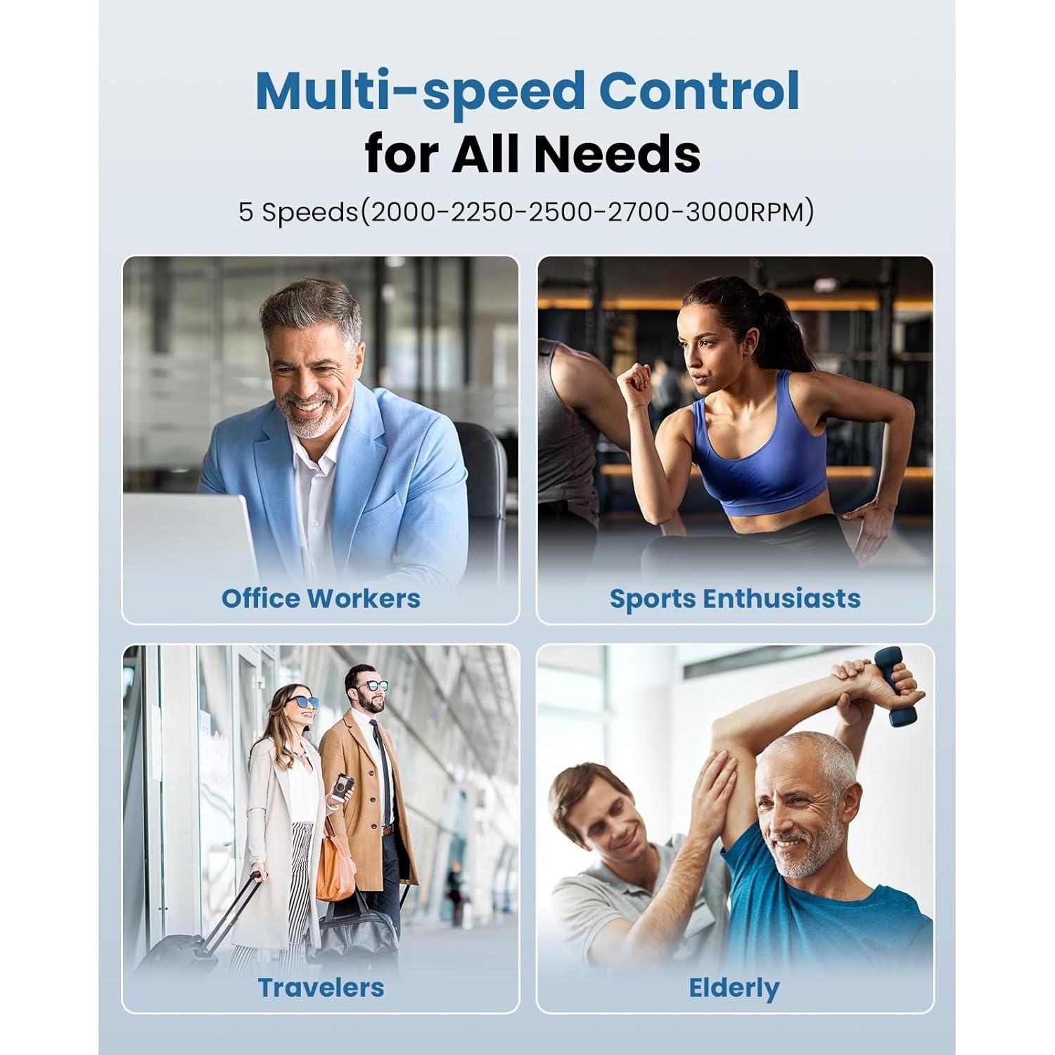 Pistola de Masaje BOB Y BRAD M7 Plus con Calor y Luz Azul