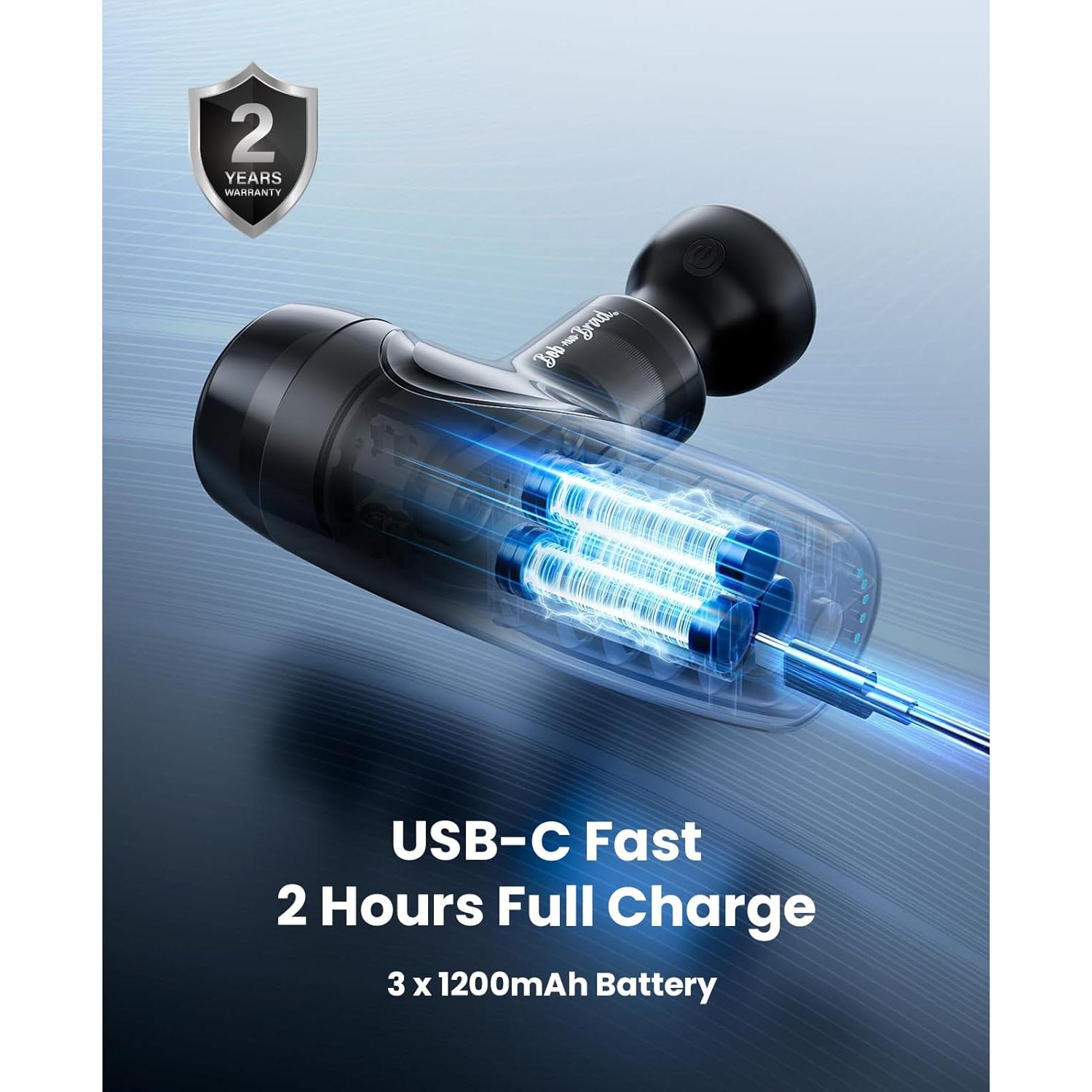 Pistola de Masaje BOB Y BRAD M7 Plus con Calor y Luz Azul