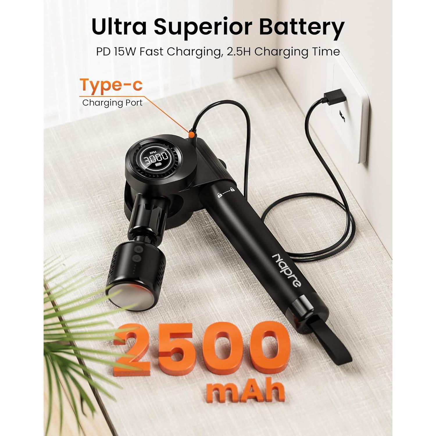 Pistola de Masaje Napre con Calor y Frío, 32 Velocidades