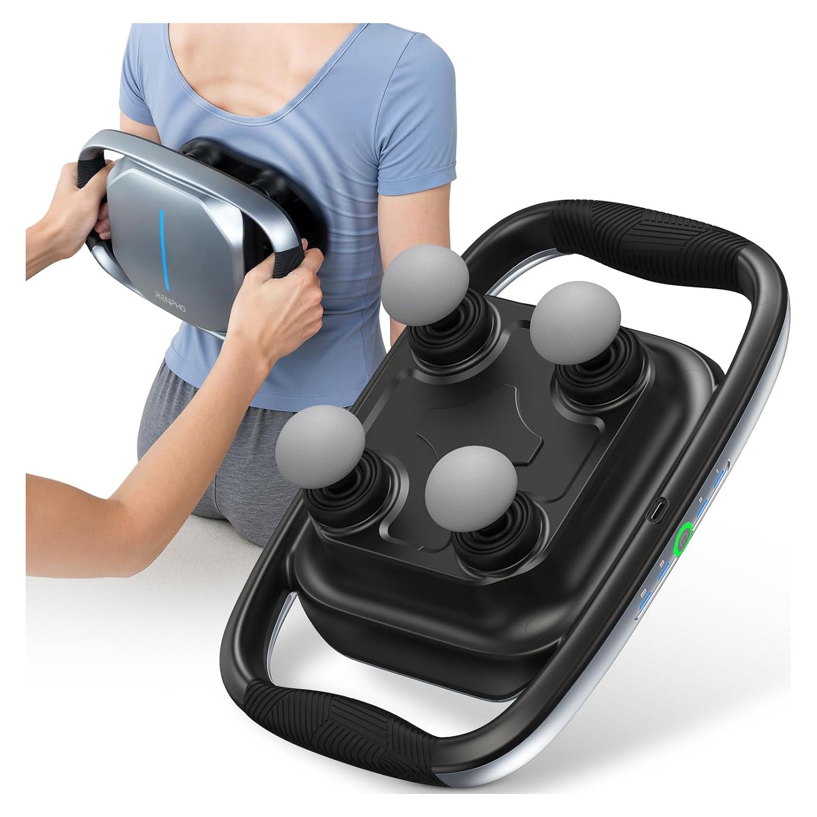 Pistola de Masaje RENPHO PUK-R-WMG11-GY, 4 Cabezas, 12V