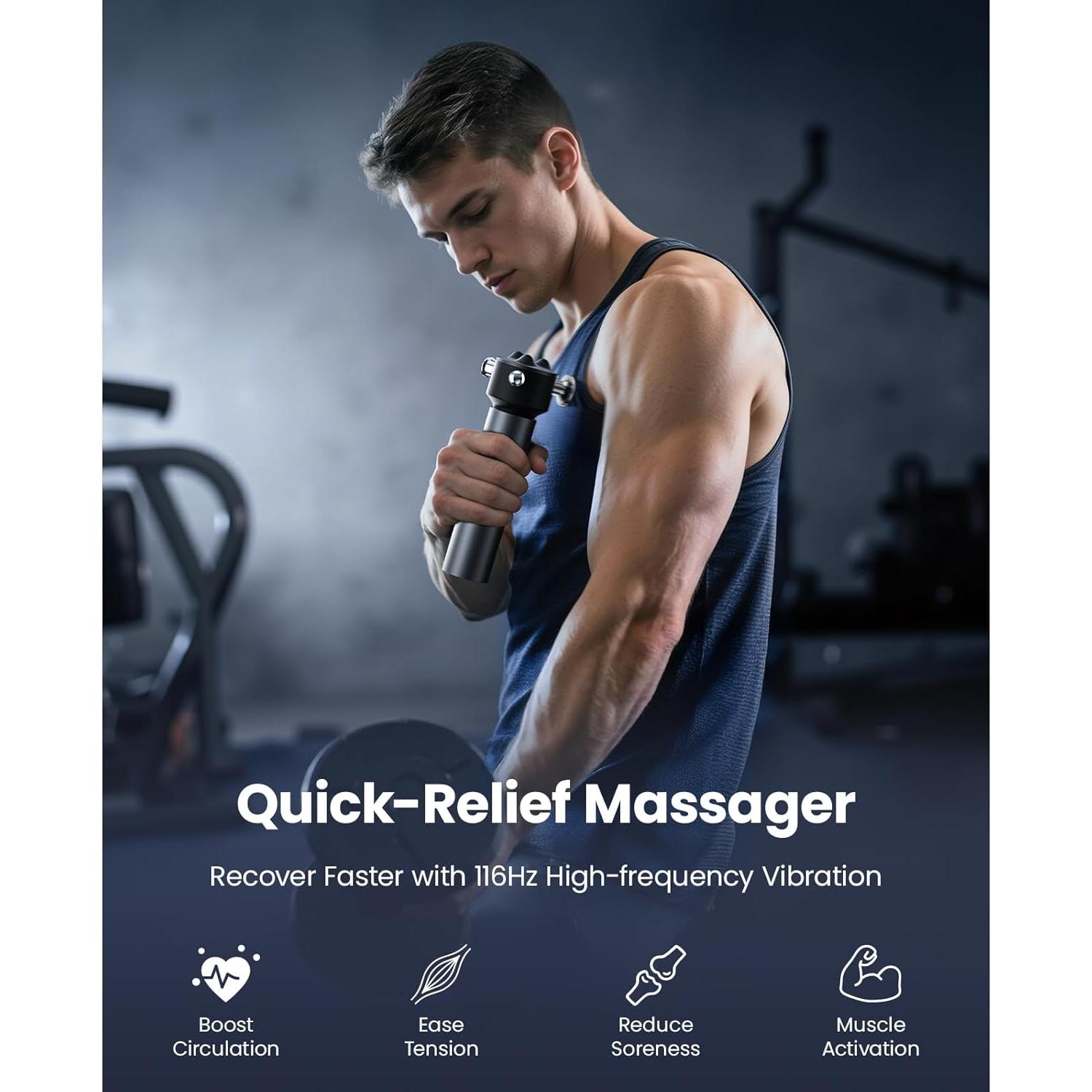 Masajeador VibeFlow Bob y Brad, Pistola de Masaje 116Hz