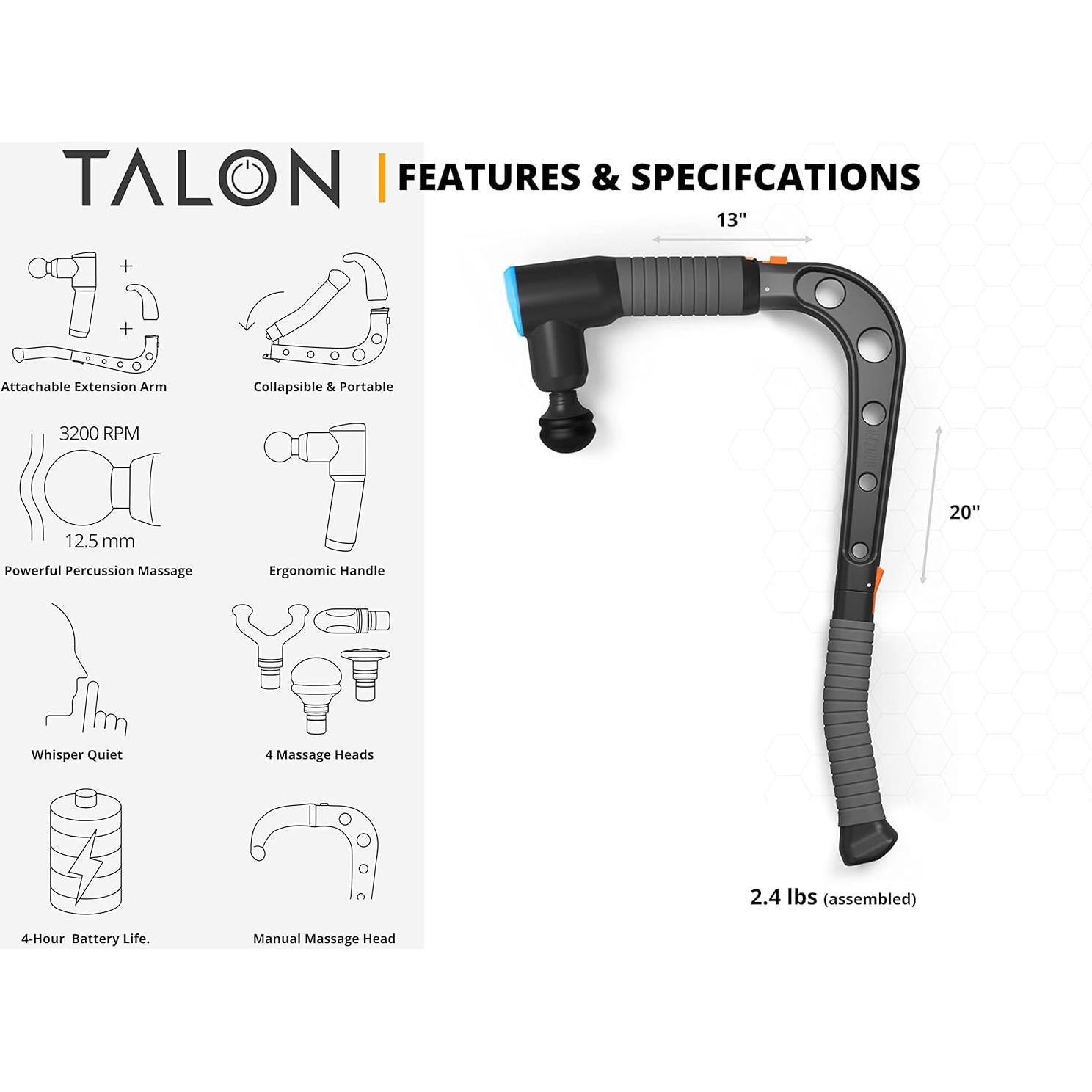 Pistola de Masaje Talon Brazyn Mk-1.2 con Accesorios