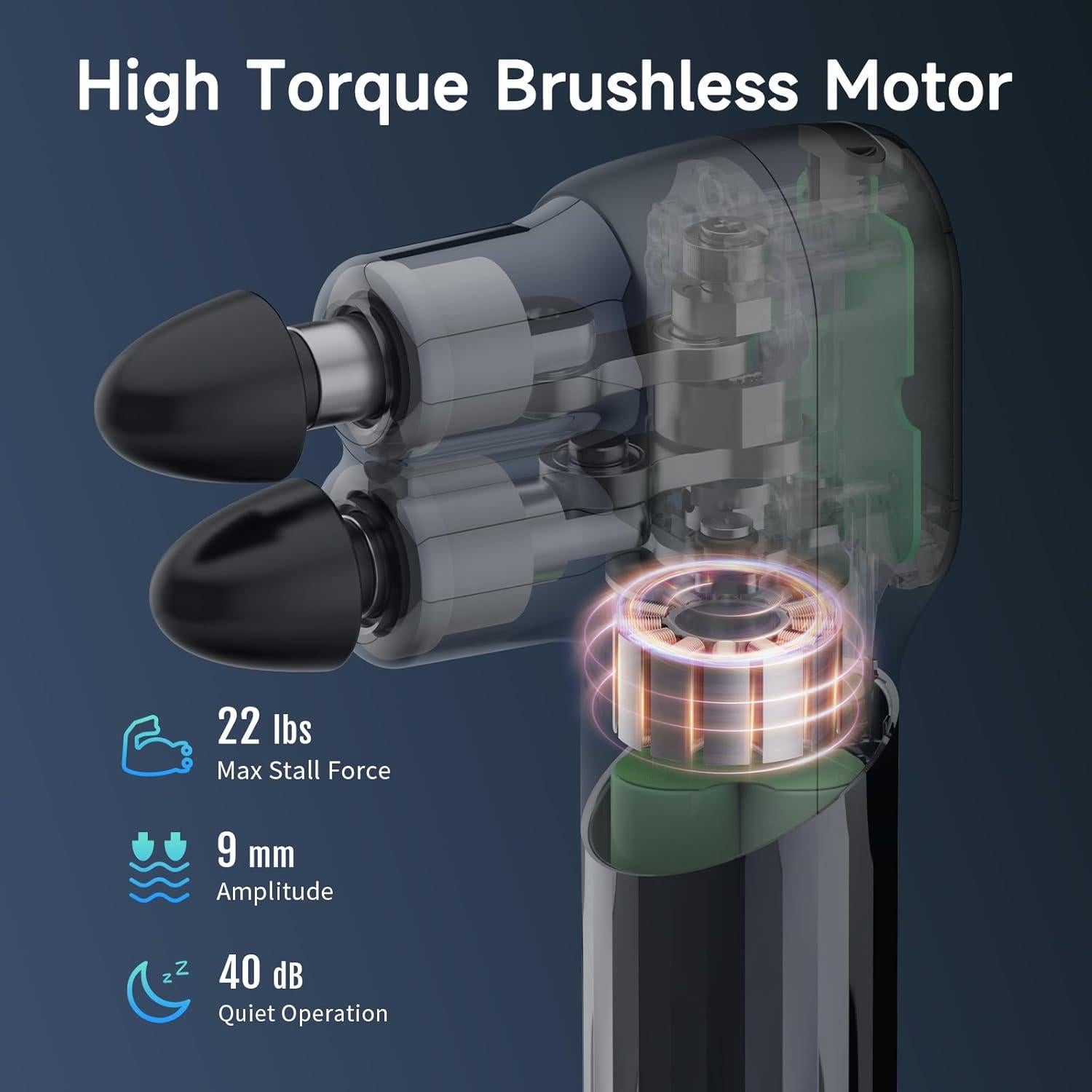 Pistola de Masaje HEYCHY F5-A Mini Doble Cabeza 3000 RPM