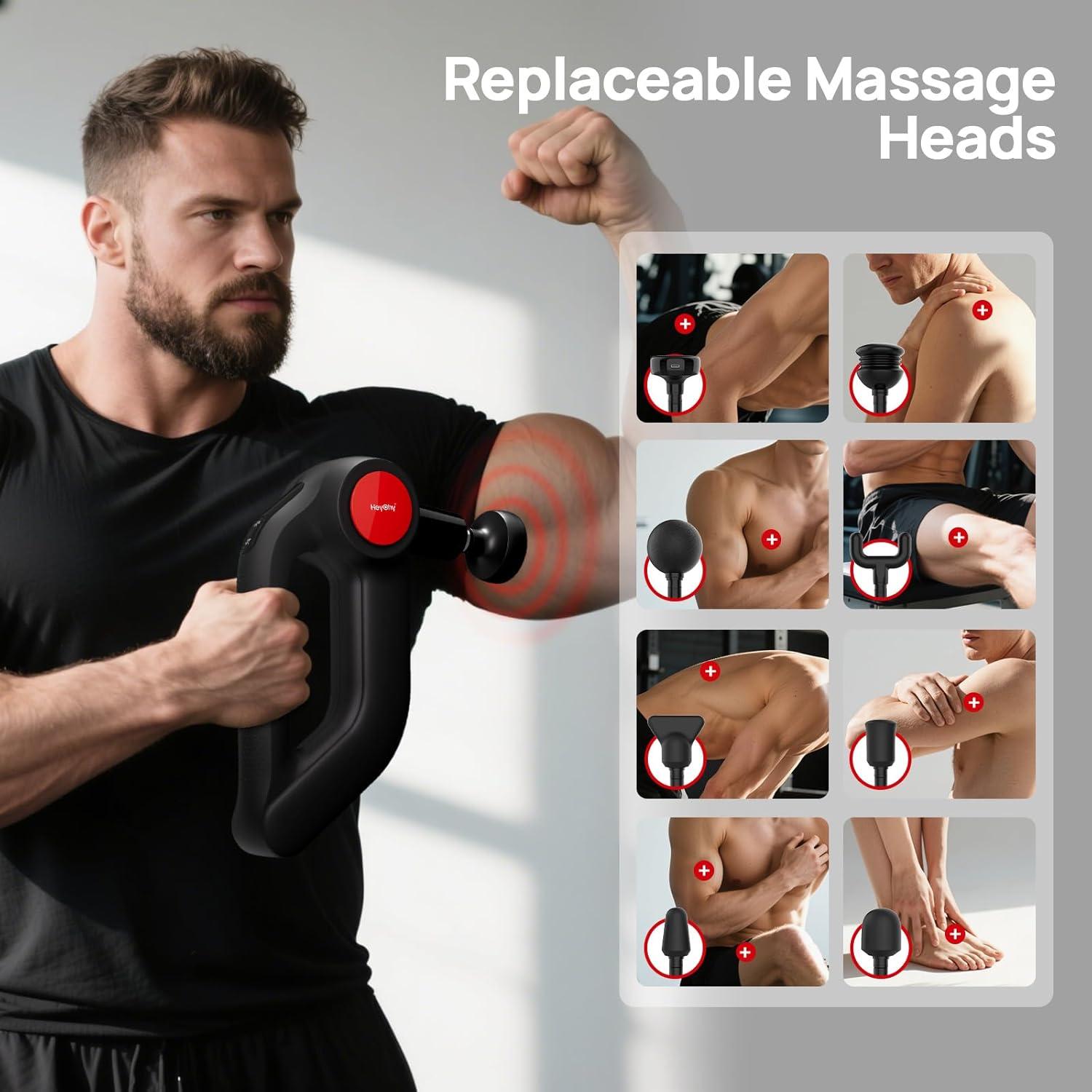 Pistola de Masaje HEYCHY D5 Pro con Calor y 12mm Amplitud