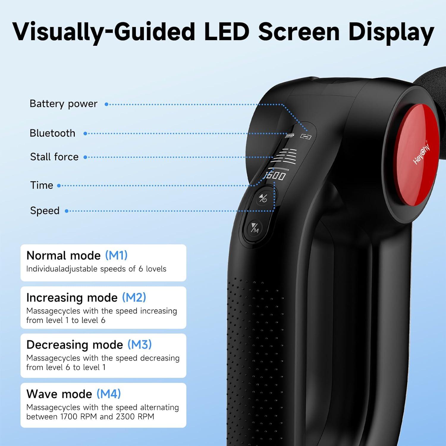 Pistola de Masaje HEYCHY D5 Pro con Calor y 12mm Amplitud