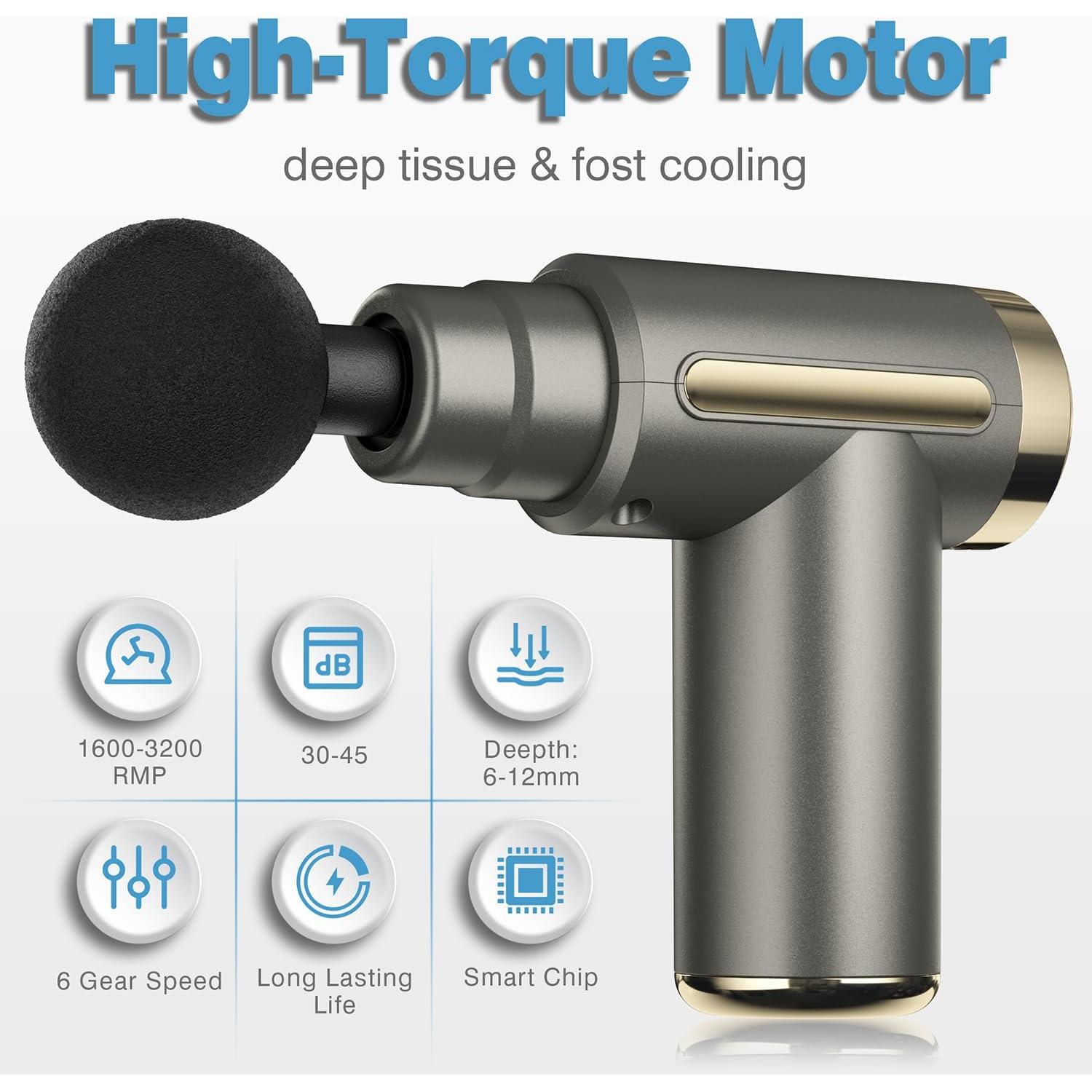 Pistola de Masaje Cotsoco 6 Velocidades 4 Cabezas Portátil