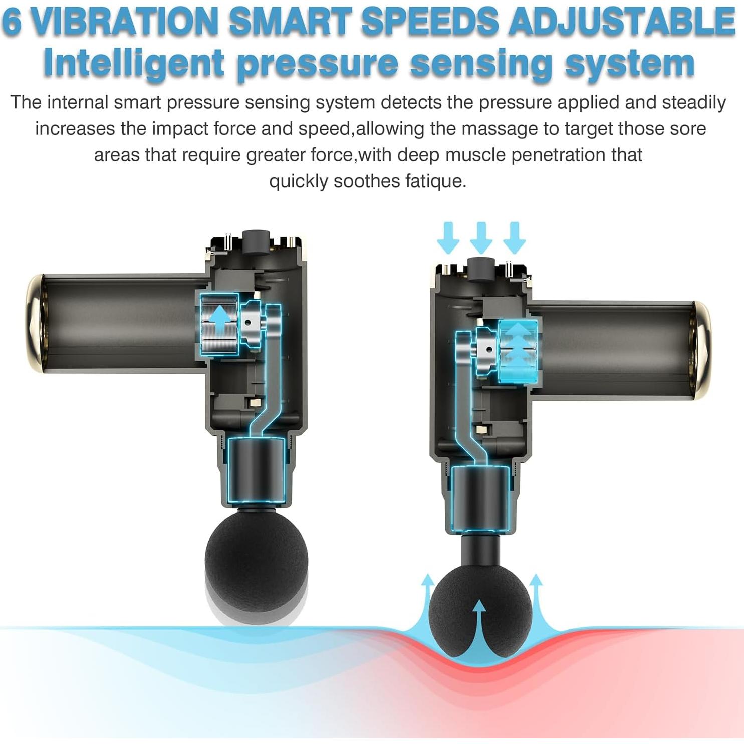 Pistola de Masaje Cotsoco 6 Velocidades 4 Cabezas Portátil