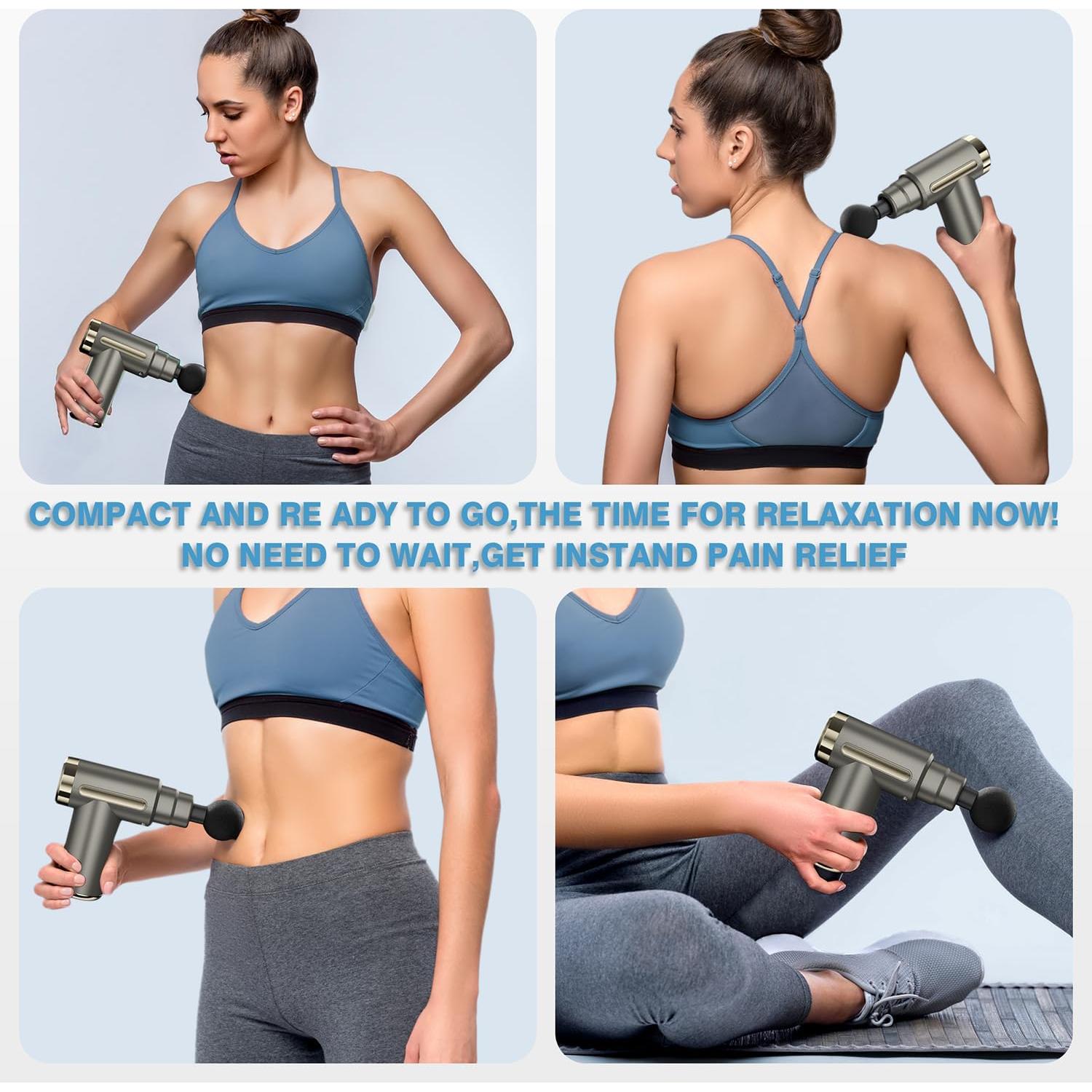 Pistola de Masaje Cotsoco 6 Velocidades 4 Cabezas Portátil