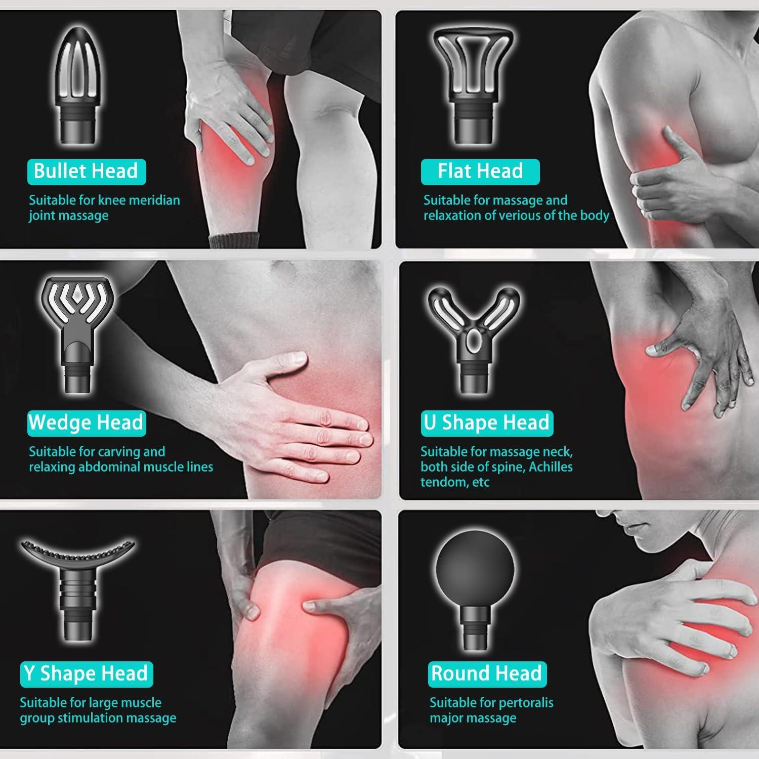 Pistola de Masaje ZEOEZHBI Eléctrica 20 Velocidades LED Gris