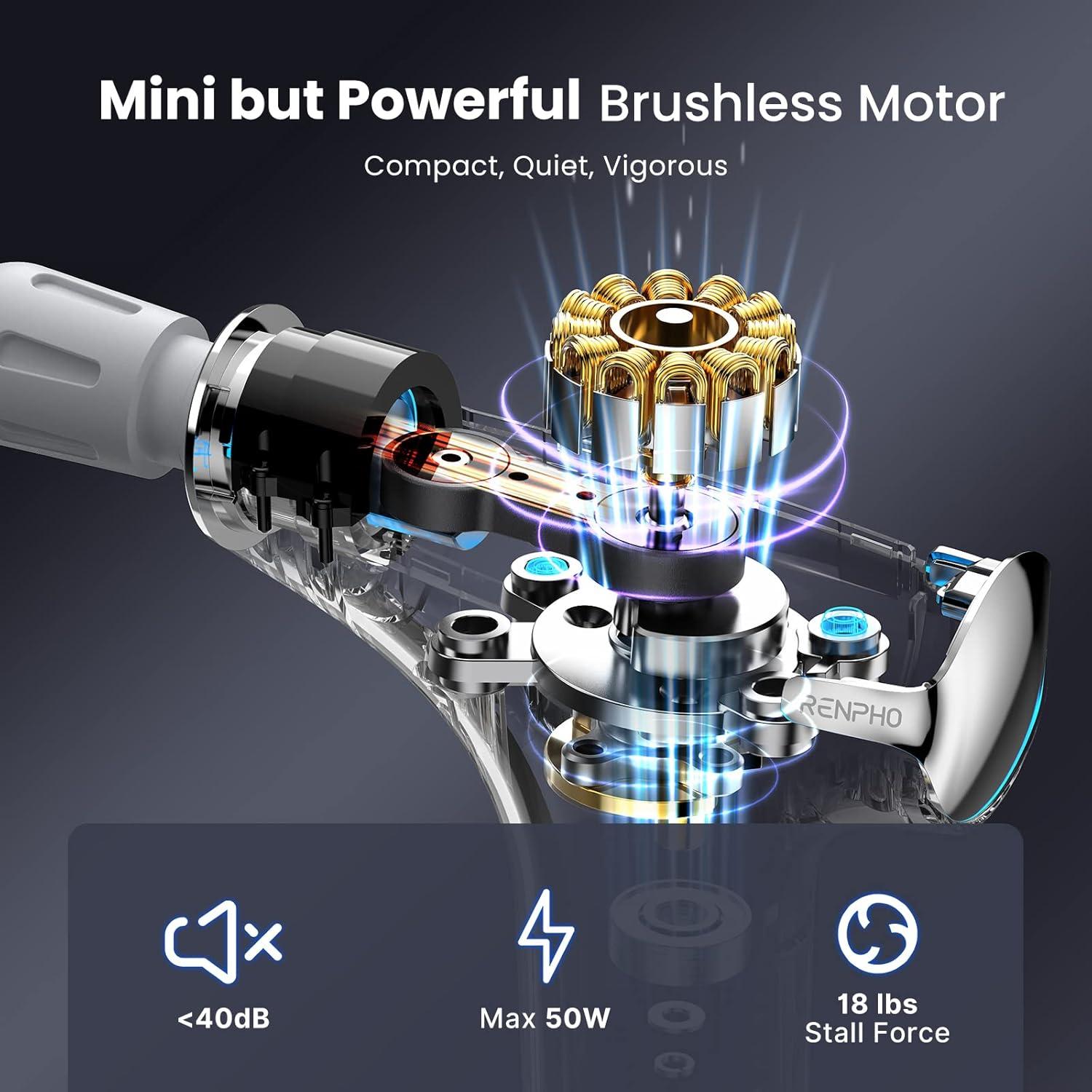 Pistola de Masaje RENPHO R-C005 con Calor y 4 Cabezales