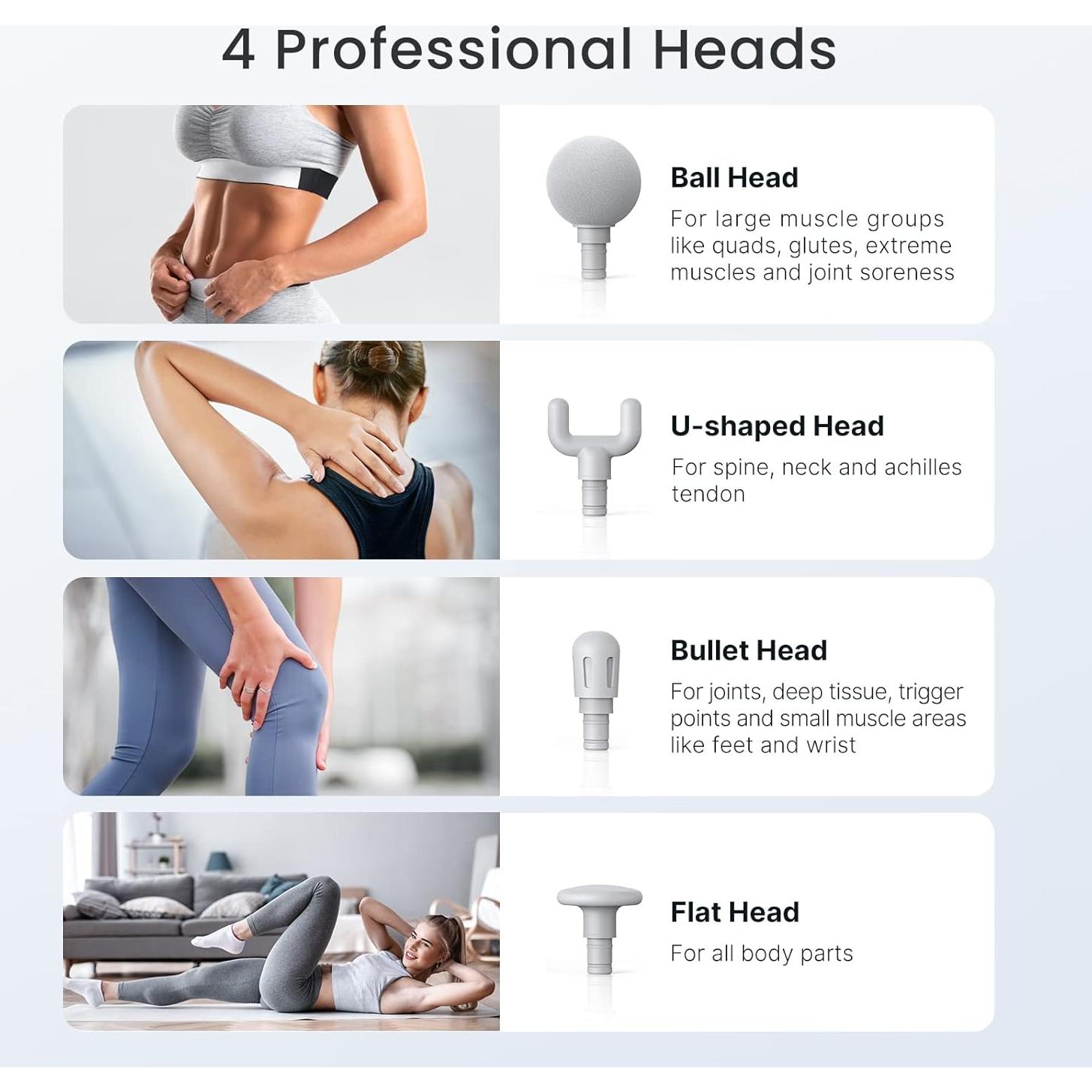 Pistola de Masaje RENPHO R-C005 con Calor y 4 Cabezales