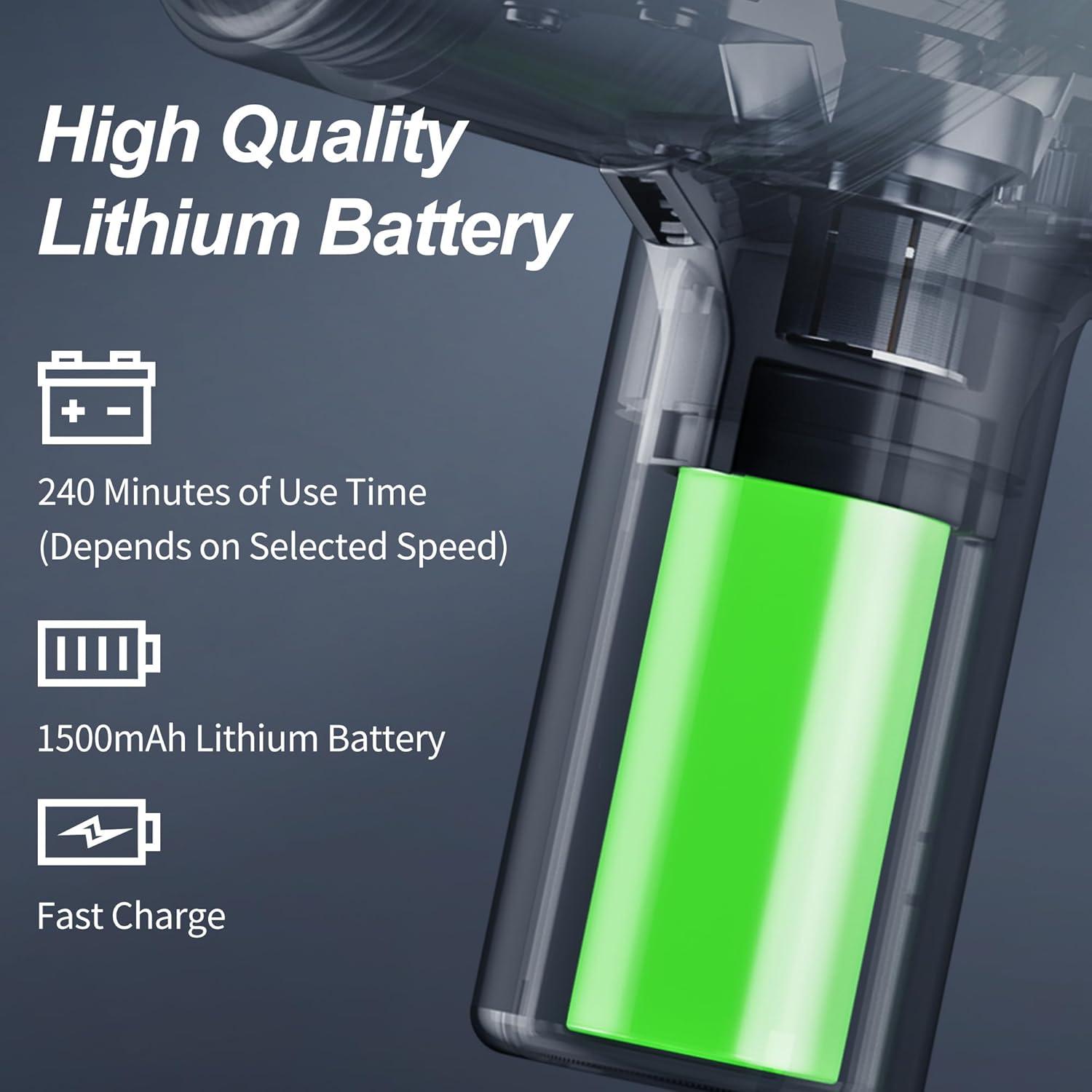 Pistola de Masaje LEK-518X-8 Portátil con 4 Cabezas Intercambiables