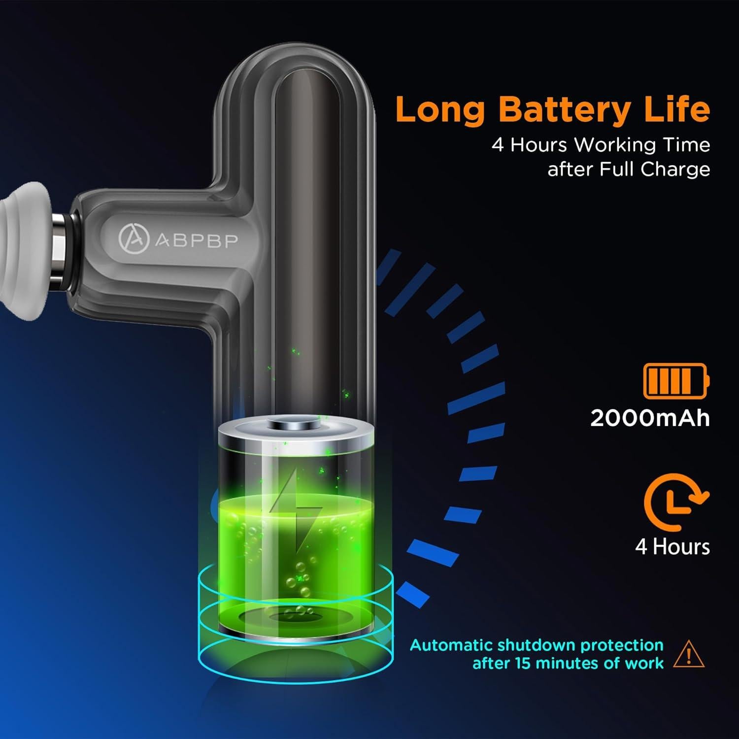 Pistola de Masaje Portátil ABPBP SK9 Mini - Tejido Profundo, 4 Cabezas