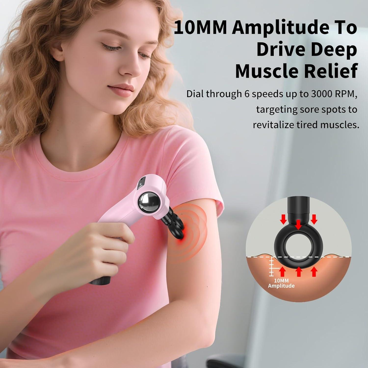 Pistola de Masaje LC-HZLJ LMG520 Doble Cabezal 6 Velocidades