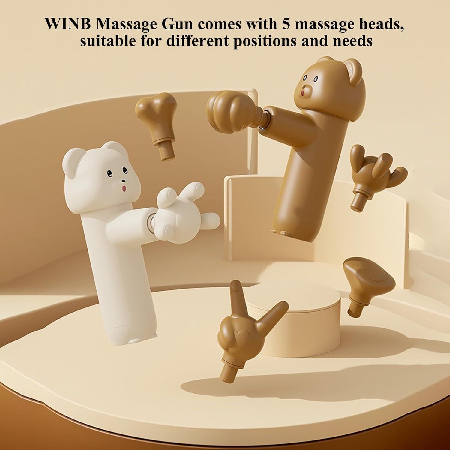 Mini pistola de masaje Winb Mgbear-2023 5 cabezales 4 velocidades