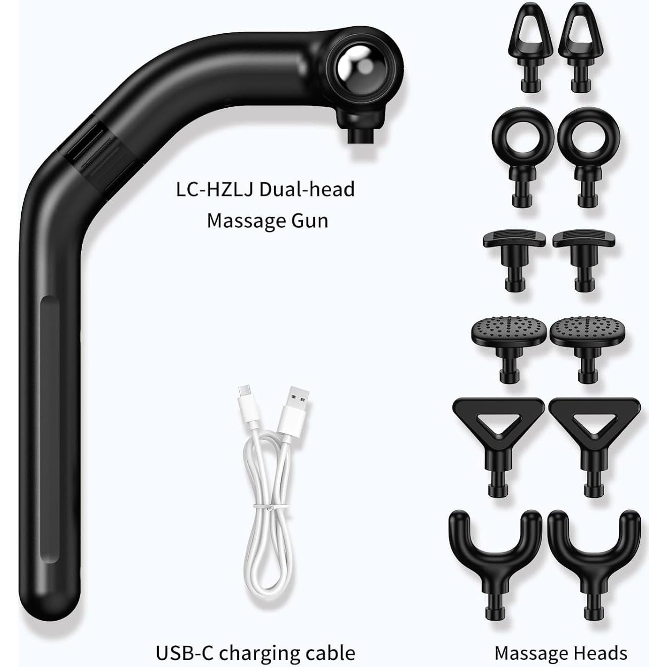 Pistola de Masaje de Percusión LC-HZLJ PH-M502 12 Cabezas 6 Velocidades