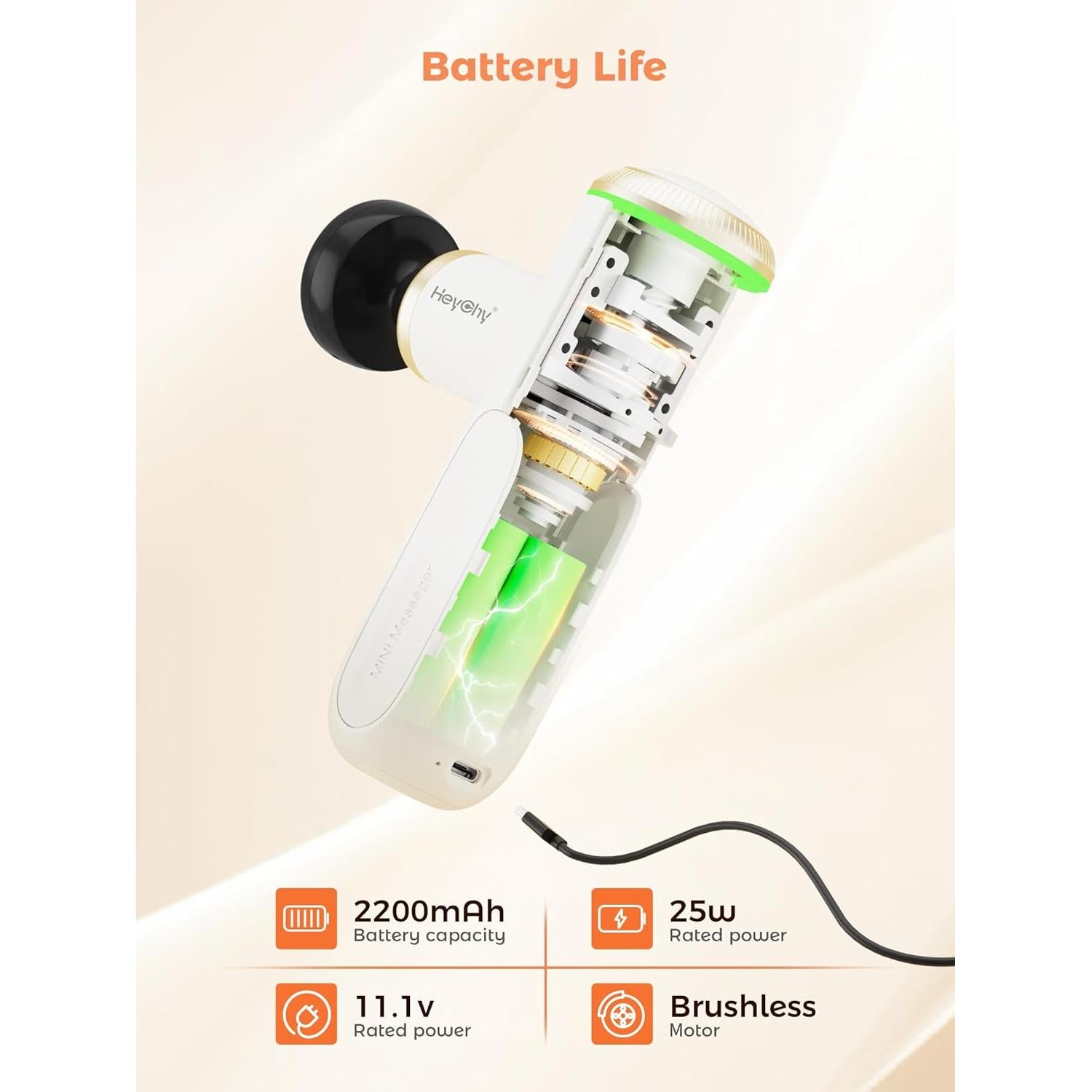 Mini Pistola de Masaje HEYCHY CUTE X MAX con Calor 46°C