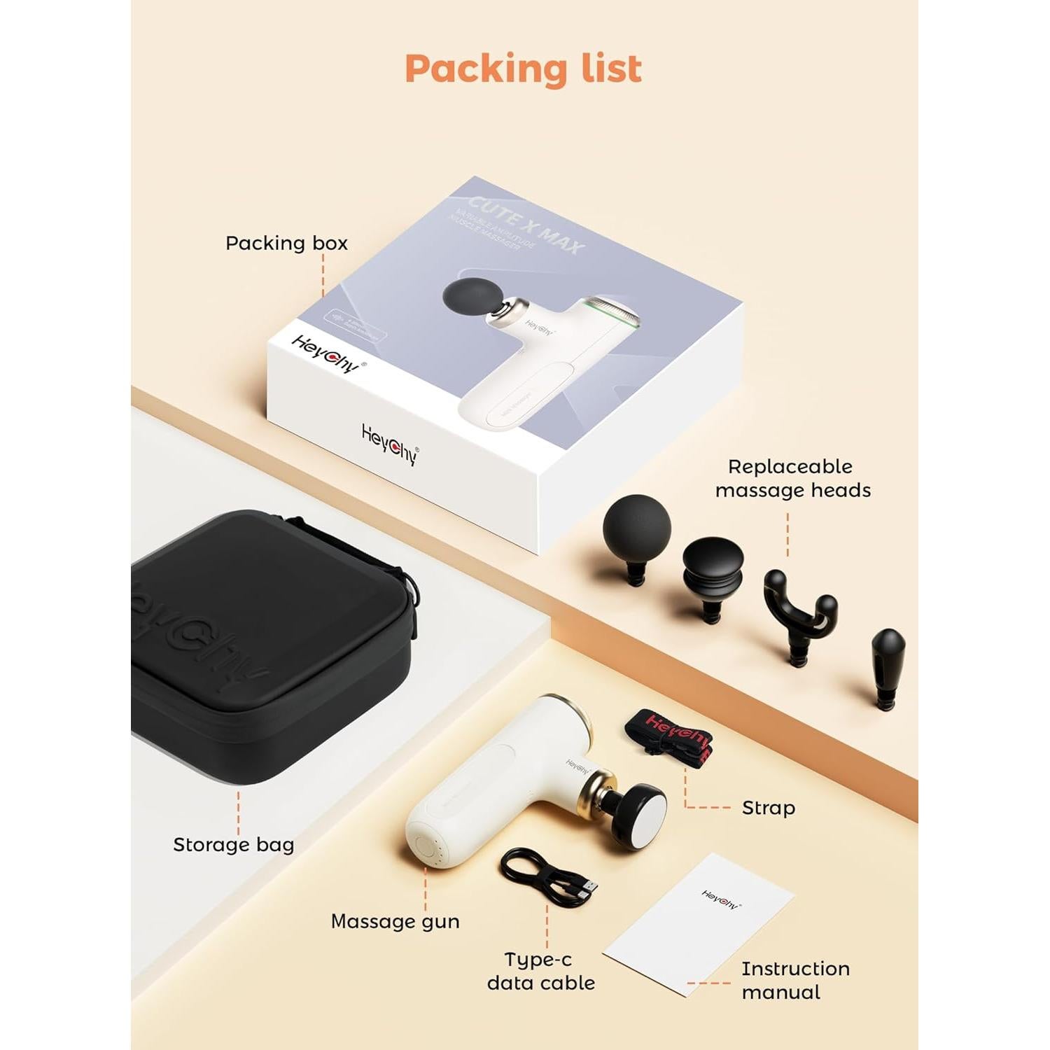 Mini Pistola de Masaje HEYCHY CUTE X MAX con Calor 46°C