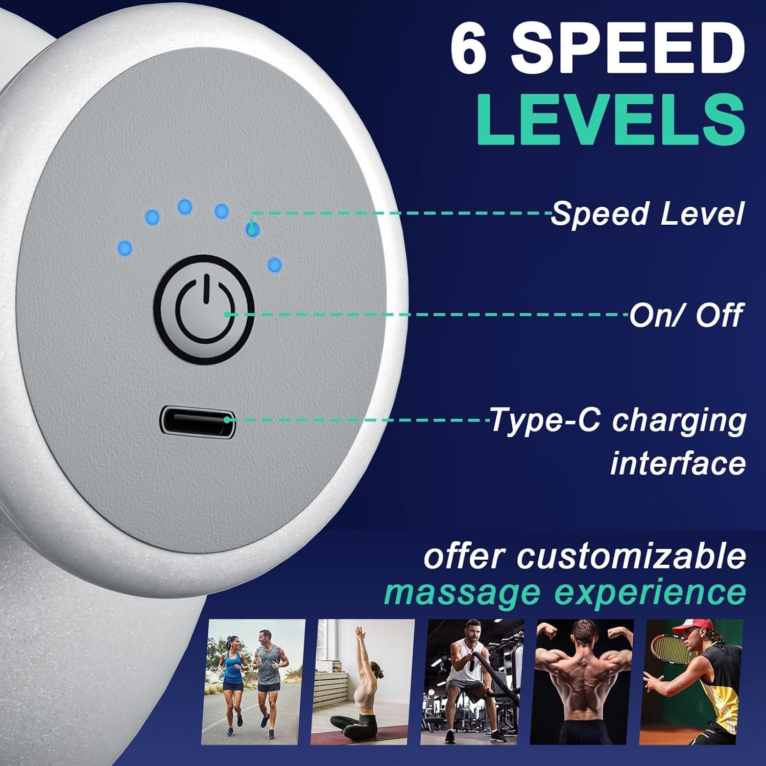 Pistola de Masaje DEITY L4 Portátil 4 Cabezas 6 Velocidades