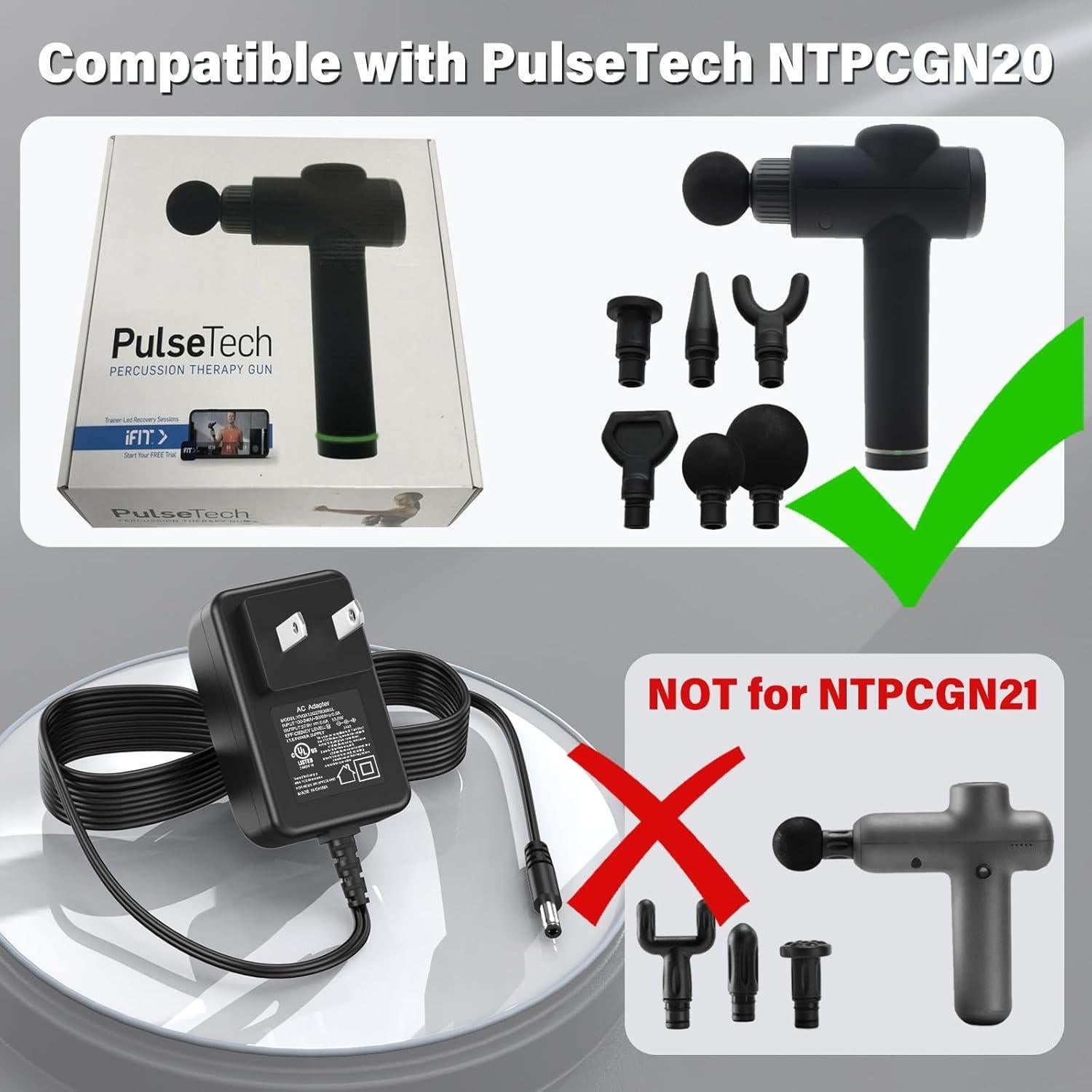 Cargador 27V HIENADTOR para Pistola de Masaje NordicTrack NTPCGN20